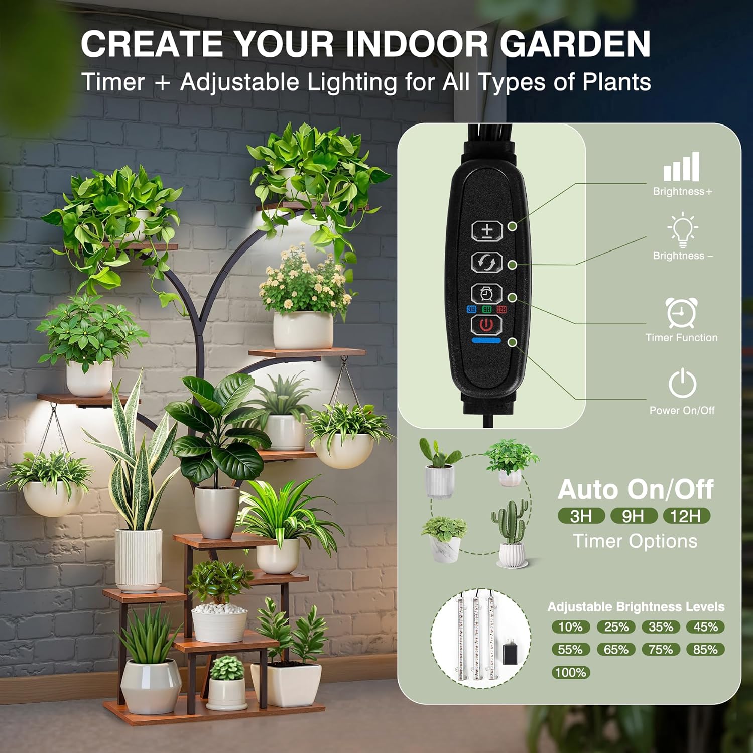 VECELO Plant Stand with Grow Light