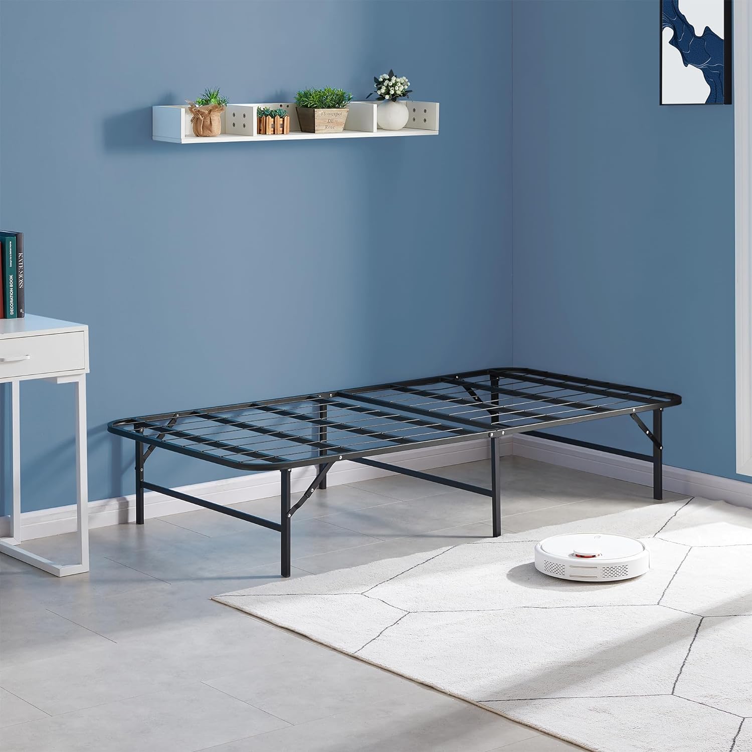 VECELO Metal Folding Bed Frame No Tools Required