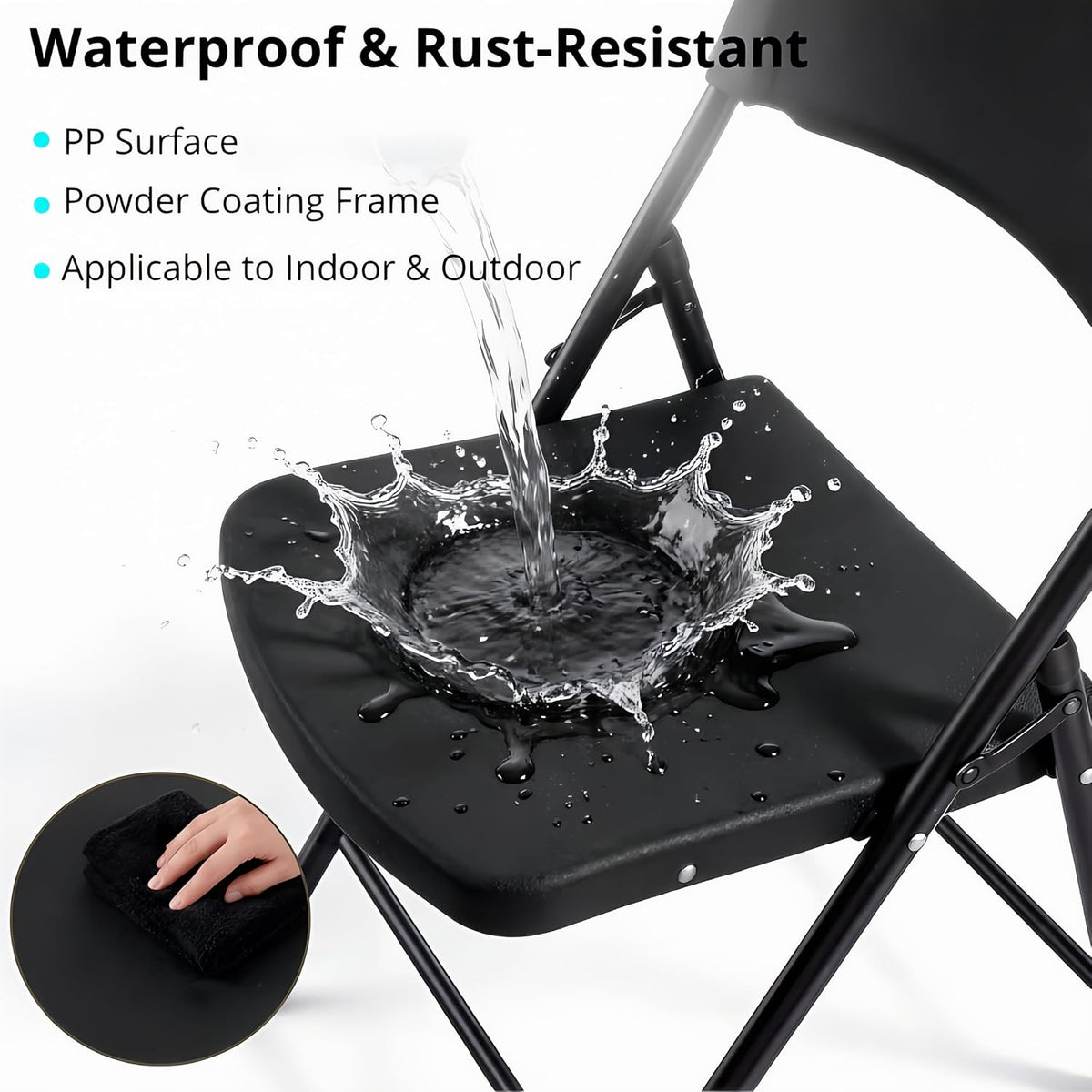VECELO Folding Chairs 4 Pack for Indoor/Outdoor Use