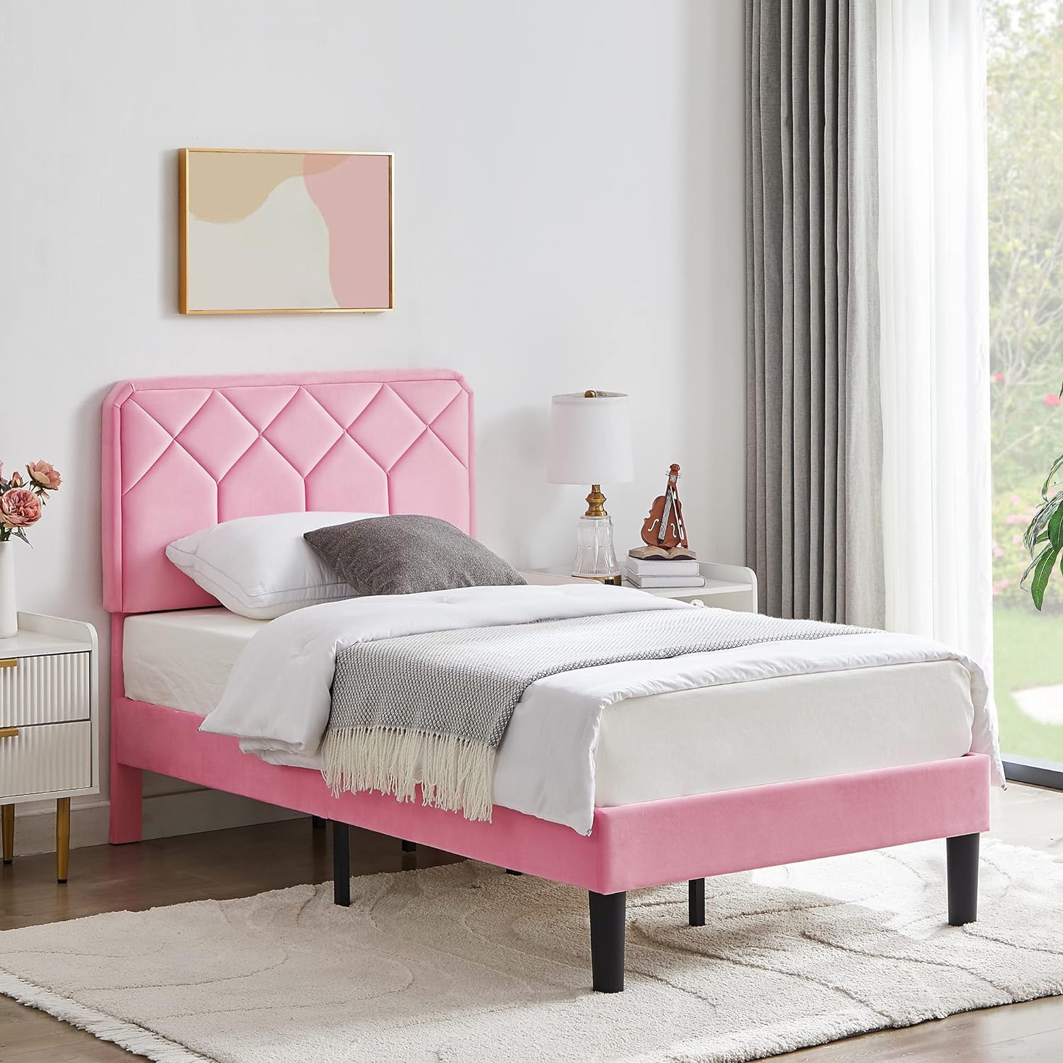 Leather twin shop bed frame