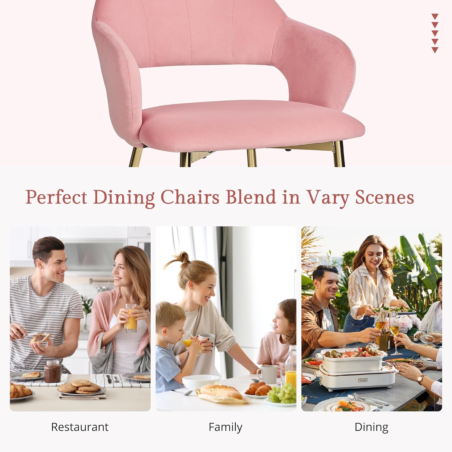 VECELO Velvet Dining Chairs Set of 2