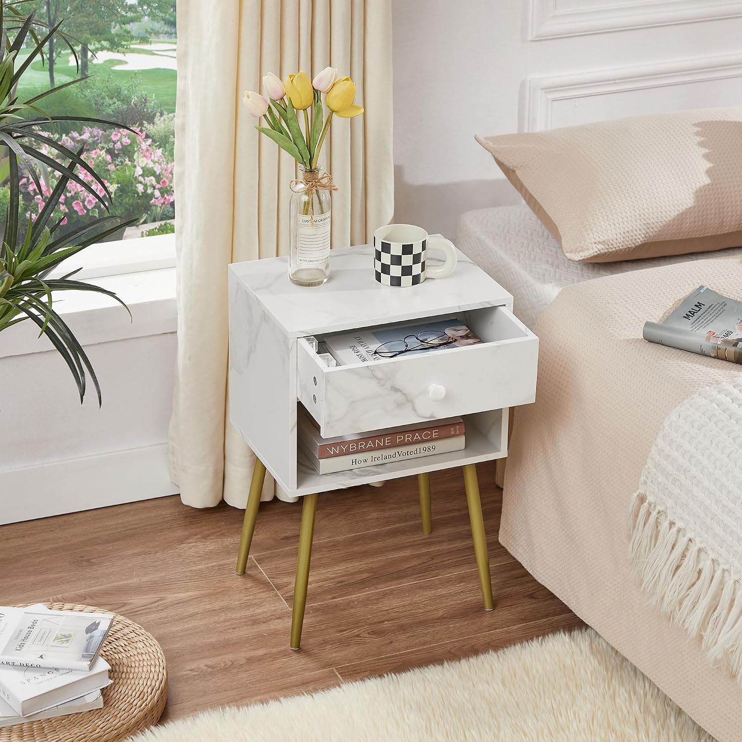 VECELO Nightstands Set of 2, Mid Century Modern End Bedside Table