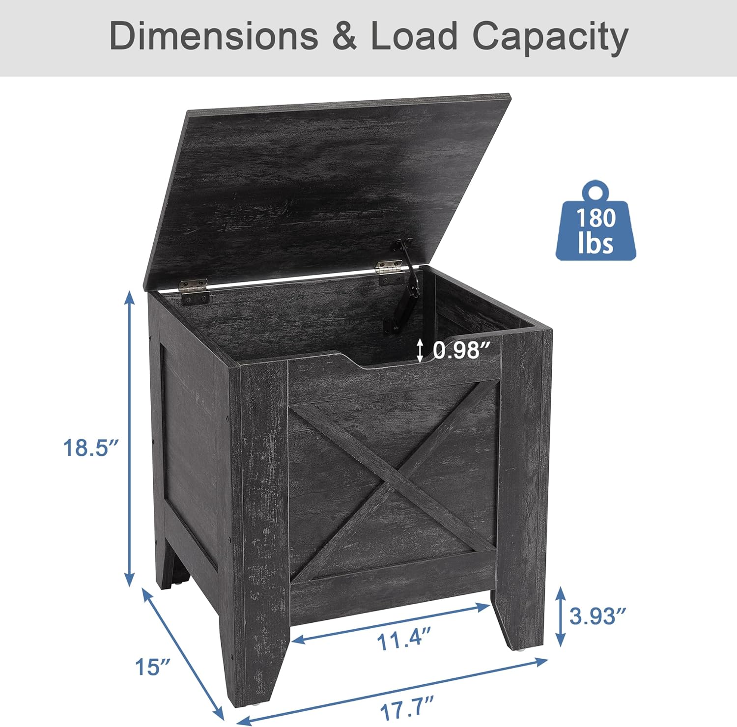 VECELO Storage Shoe Bench Industrial Barn-Door Style Toy Chest Cabinet with Safety Hinges Knotcushion