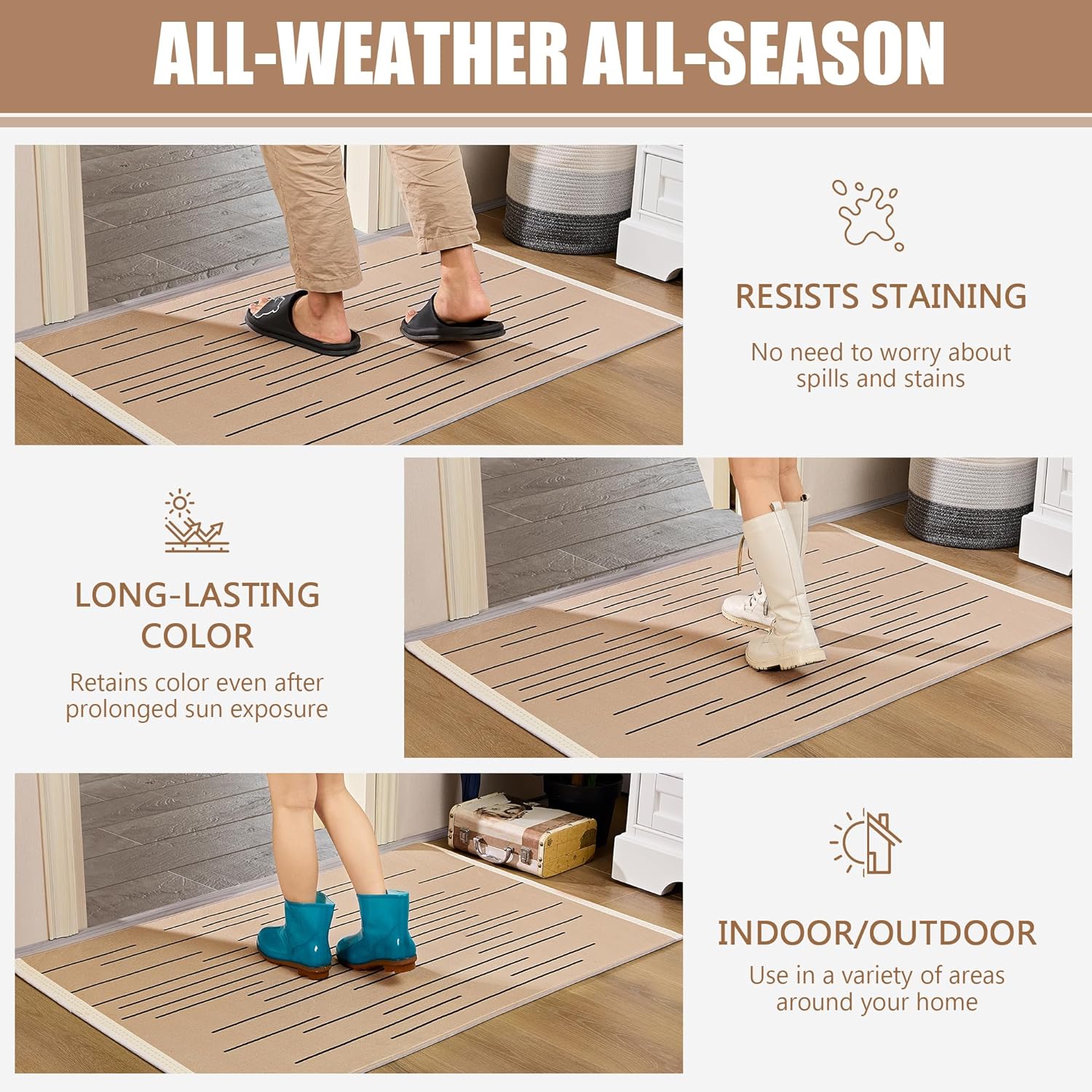 VECELO Front Door Mat Indoor Welcome Mat Outdoor, Absorbent Muddy Kitc