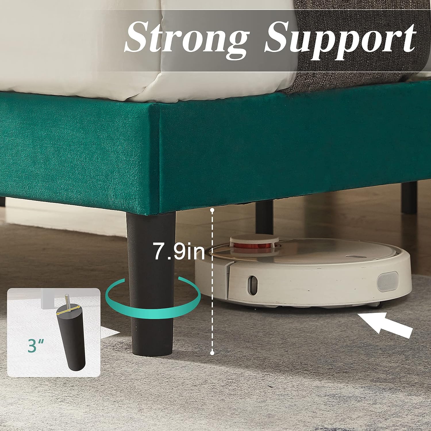 VECELO Modern Upholstered Platform Bedframe, Adjustable Headboard No Box Spring Needed