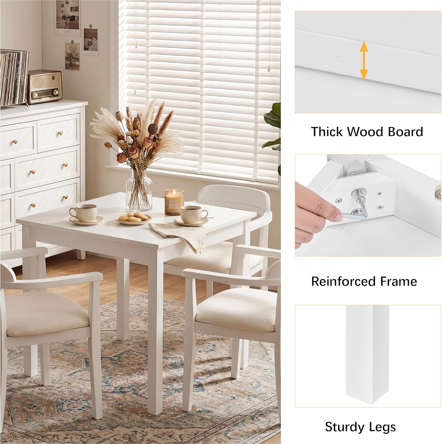VECELO Square Dining Table for 2-4 People