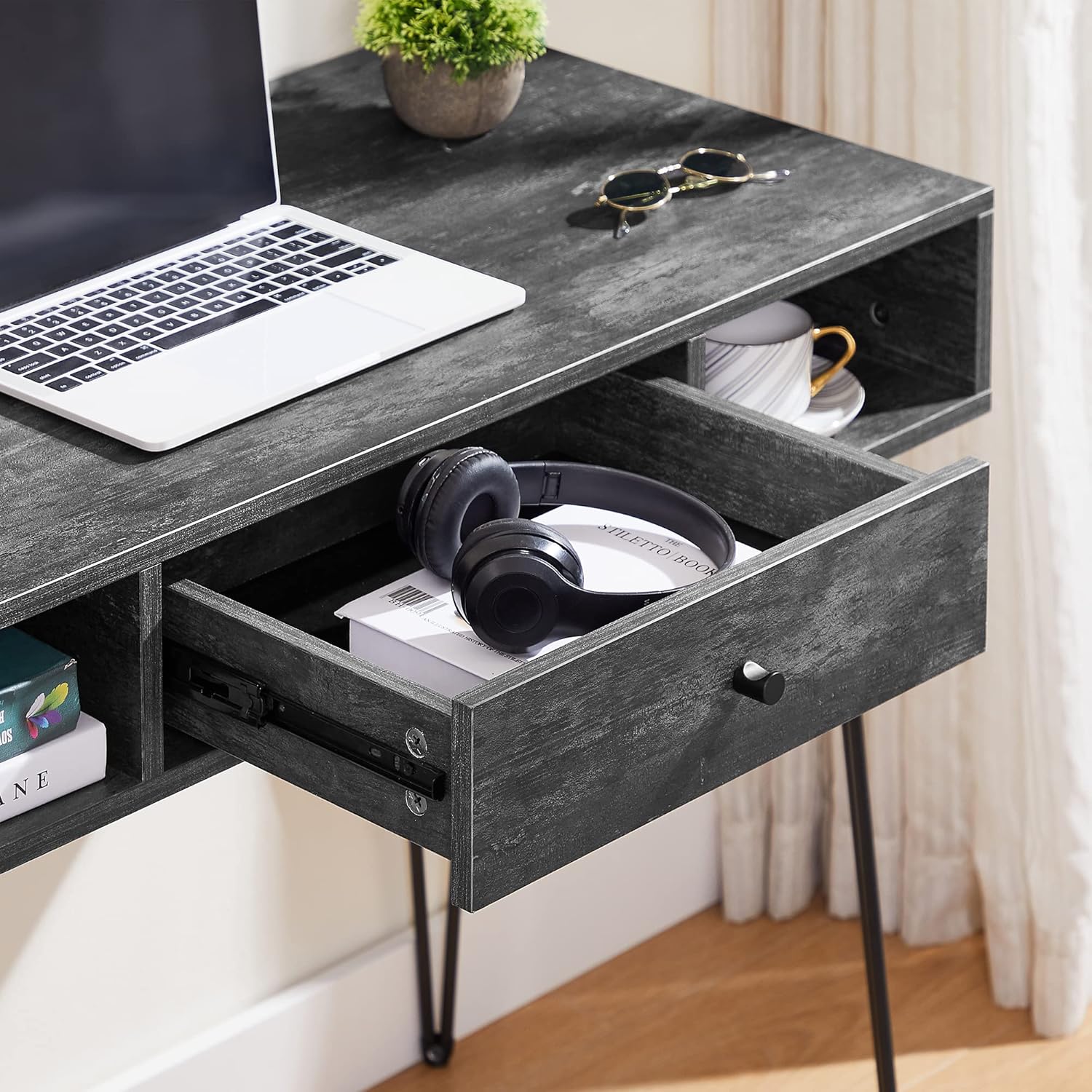 VECELO 39.3" Home Office Work Table with Drawers