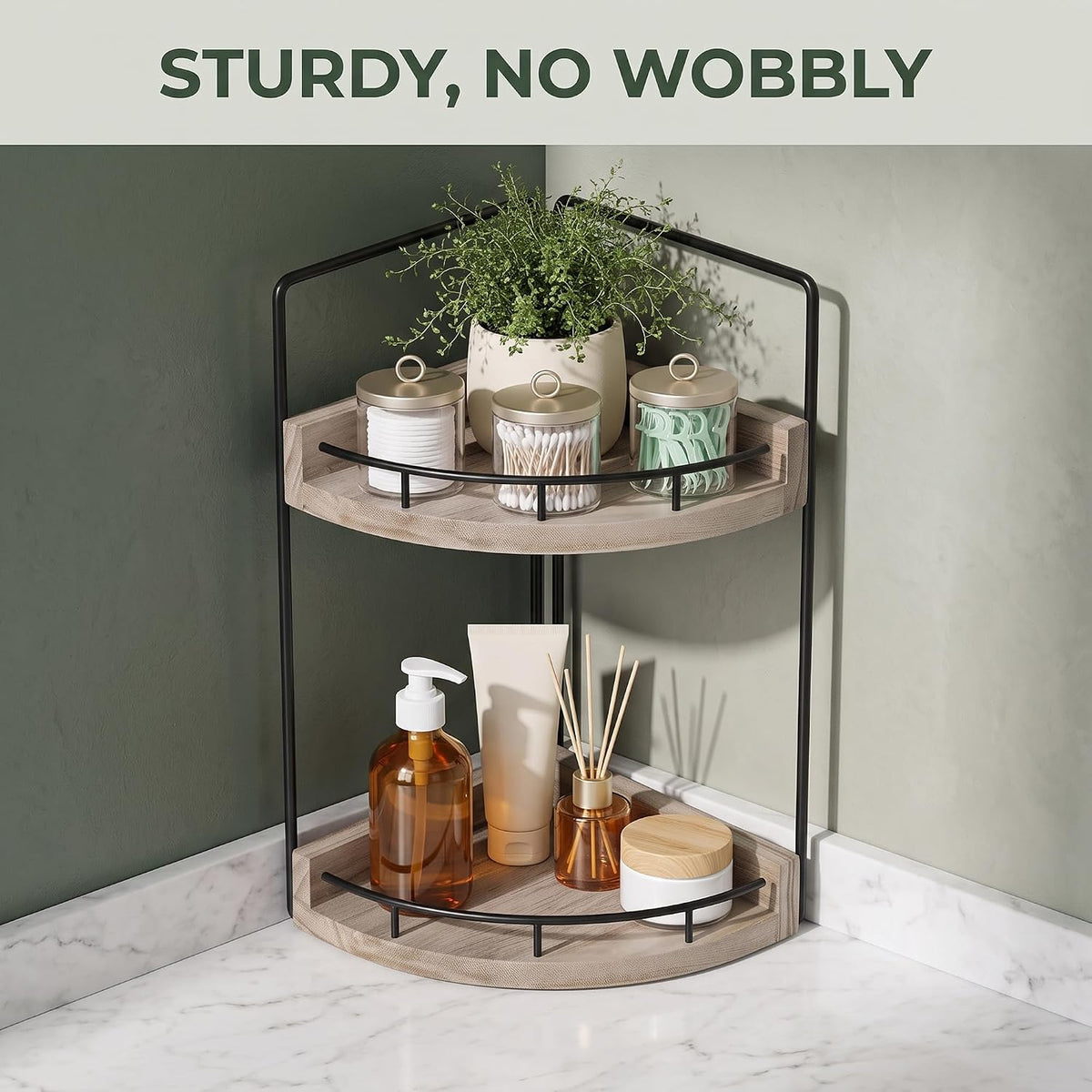 VECELO 2/3-Tier Free Standing Corner Shelf