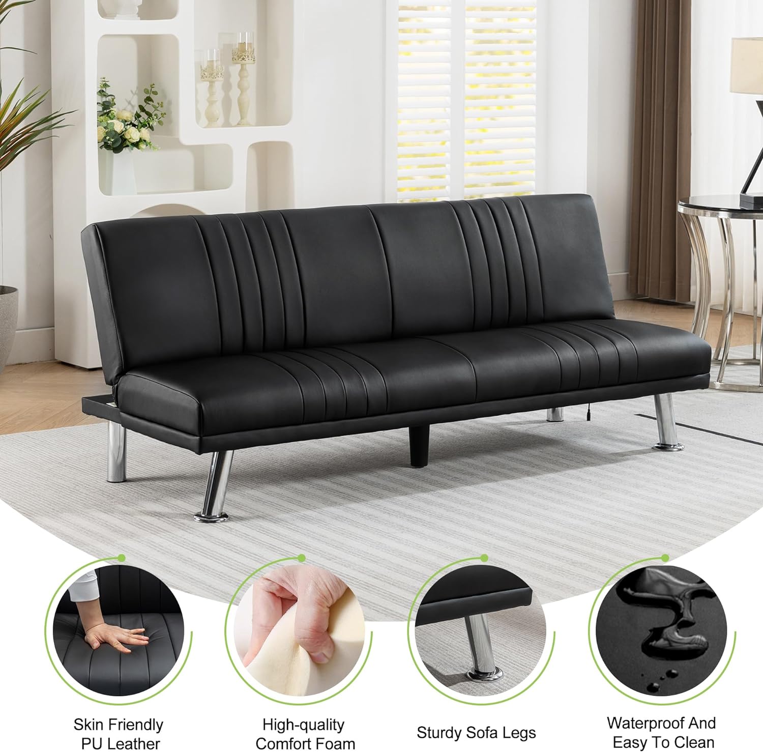 VECELO Modern Convertible Sofa Bed/Folding Sleeper Couch