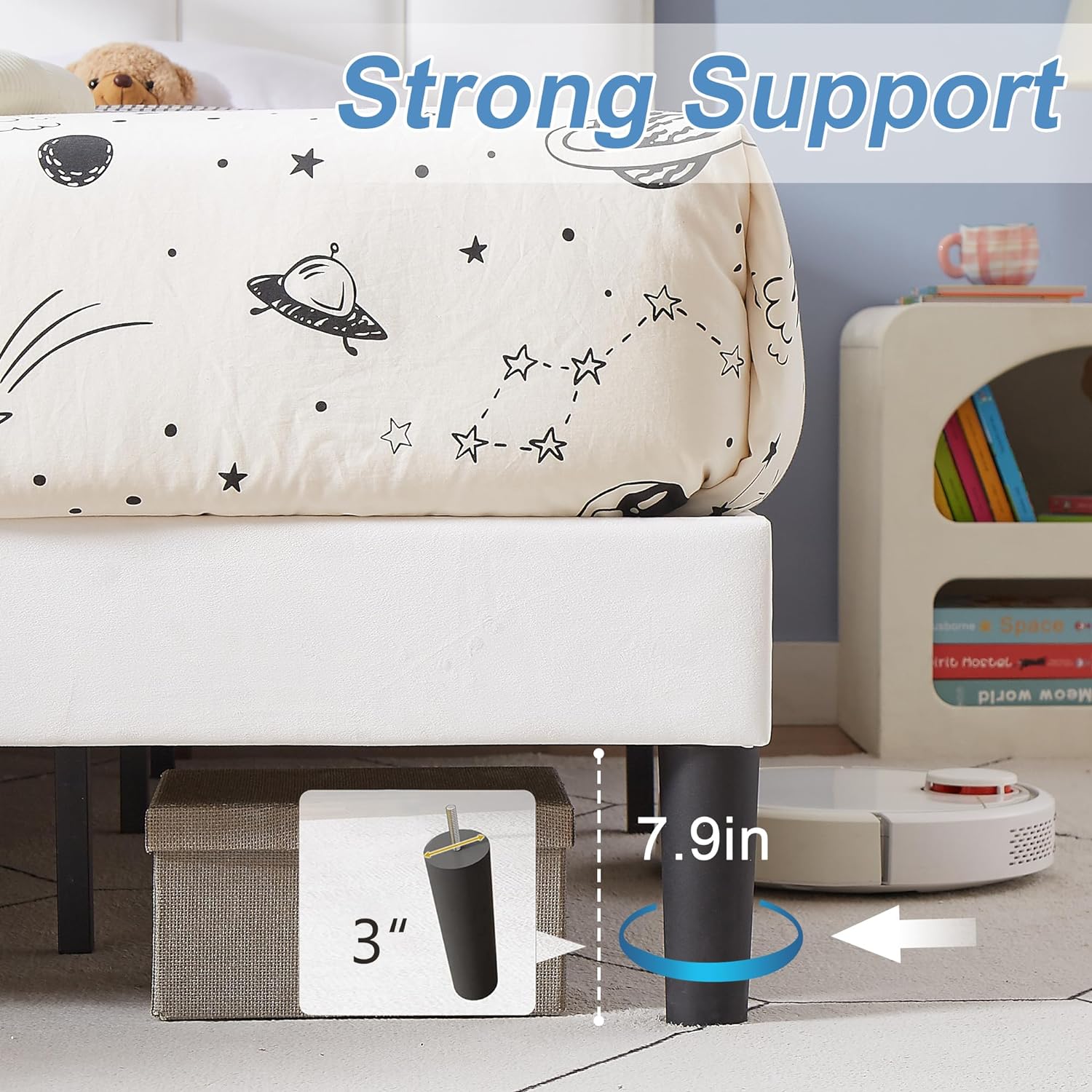 VECELO Modern Upholstered Platform Bedframe, Adjustable Headboard No Box Spring Needed