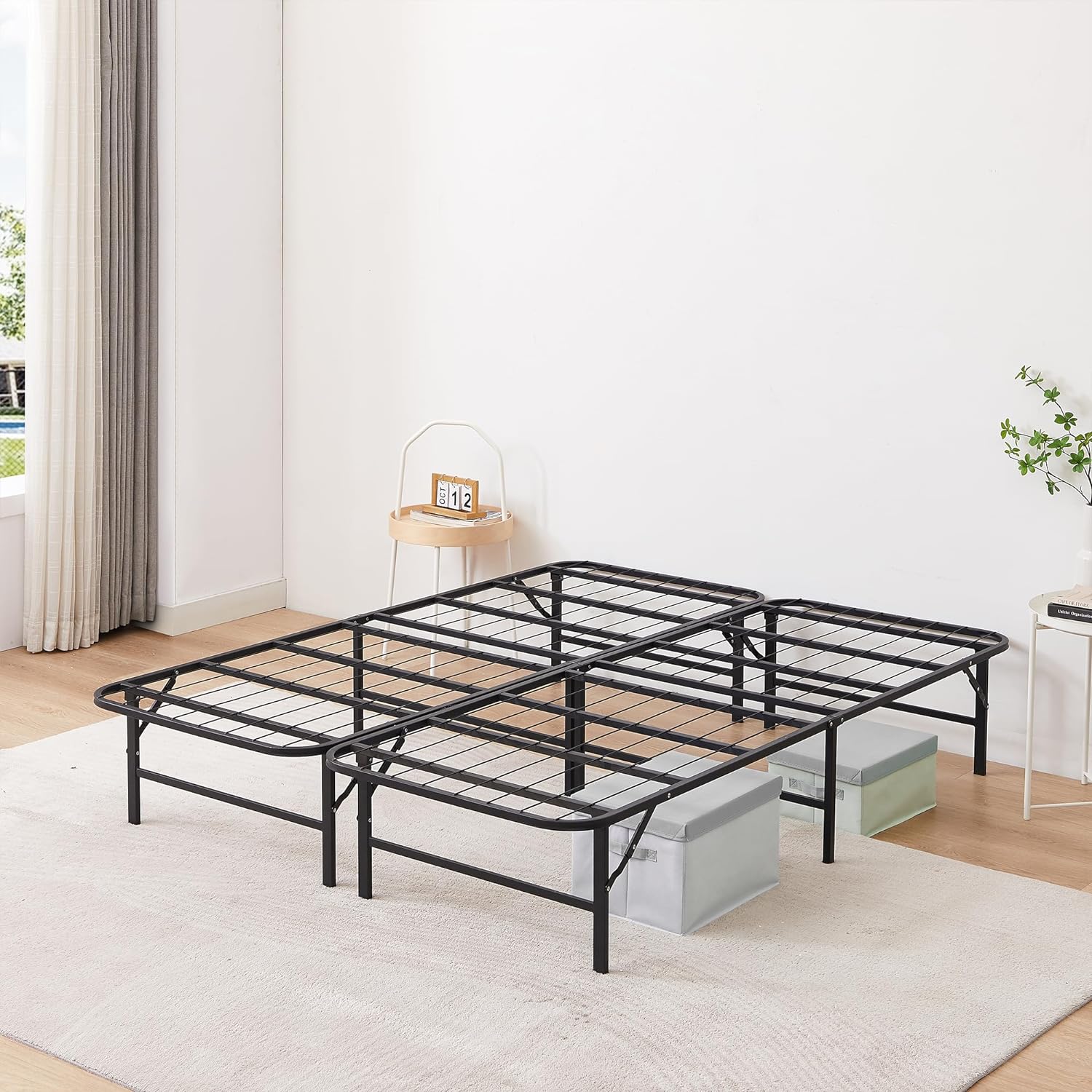 VECELO Metal Folding Bed Frame No Tools Required