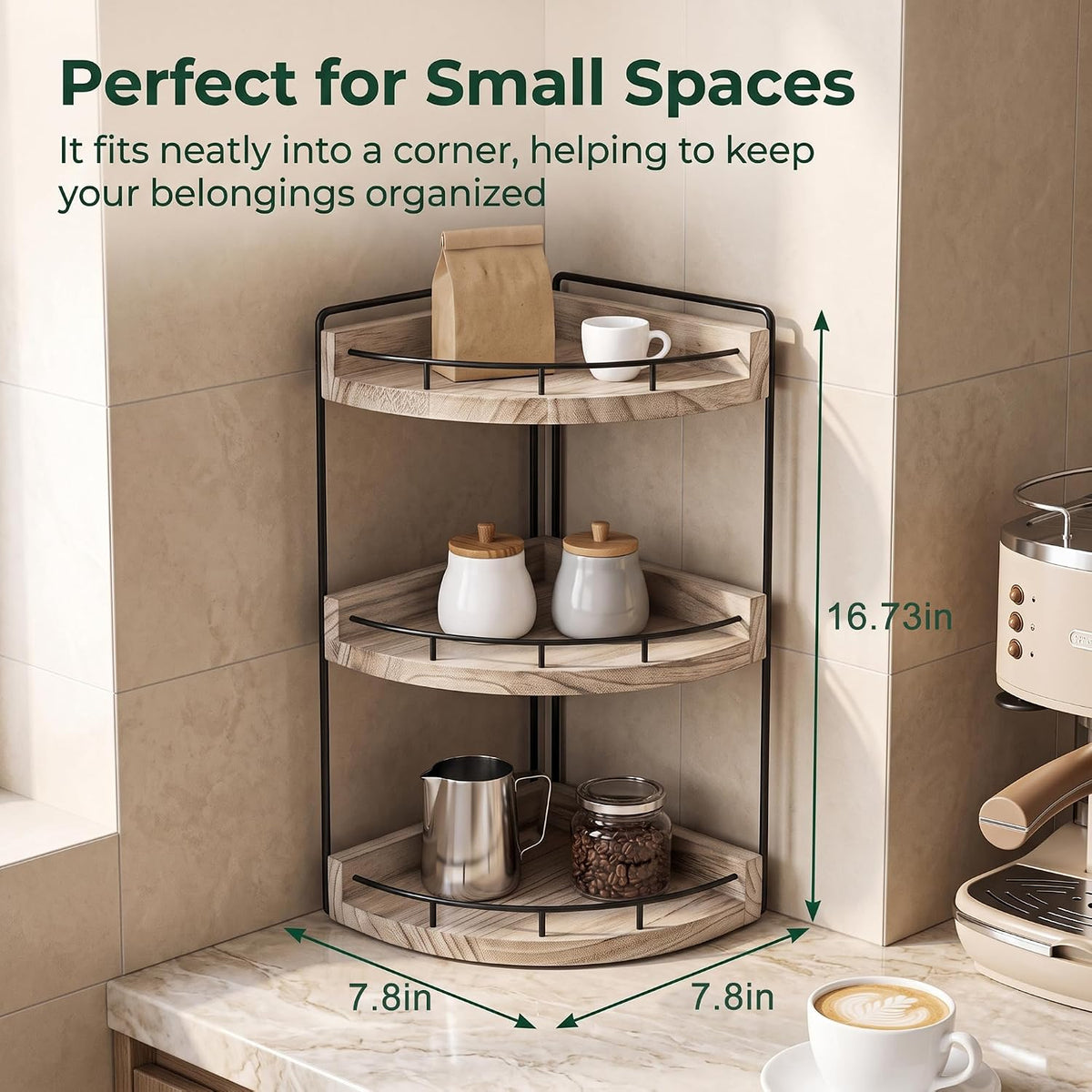 VECELO 2/3-Tier Free Standing Corner Shelf
