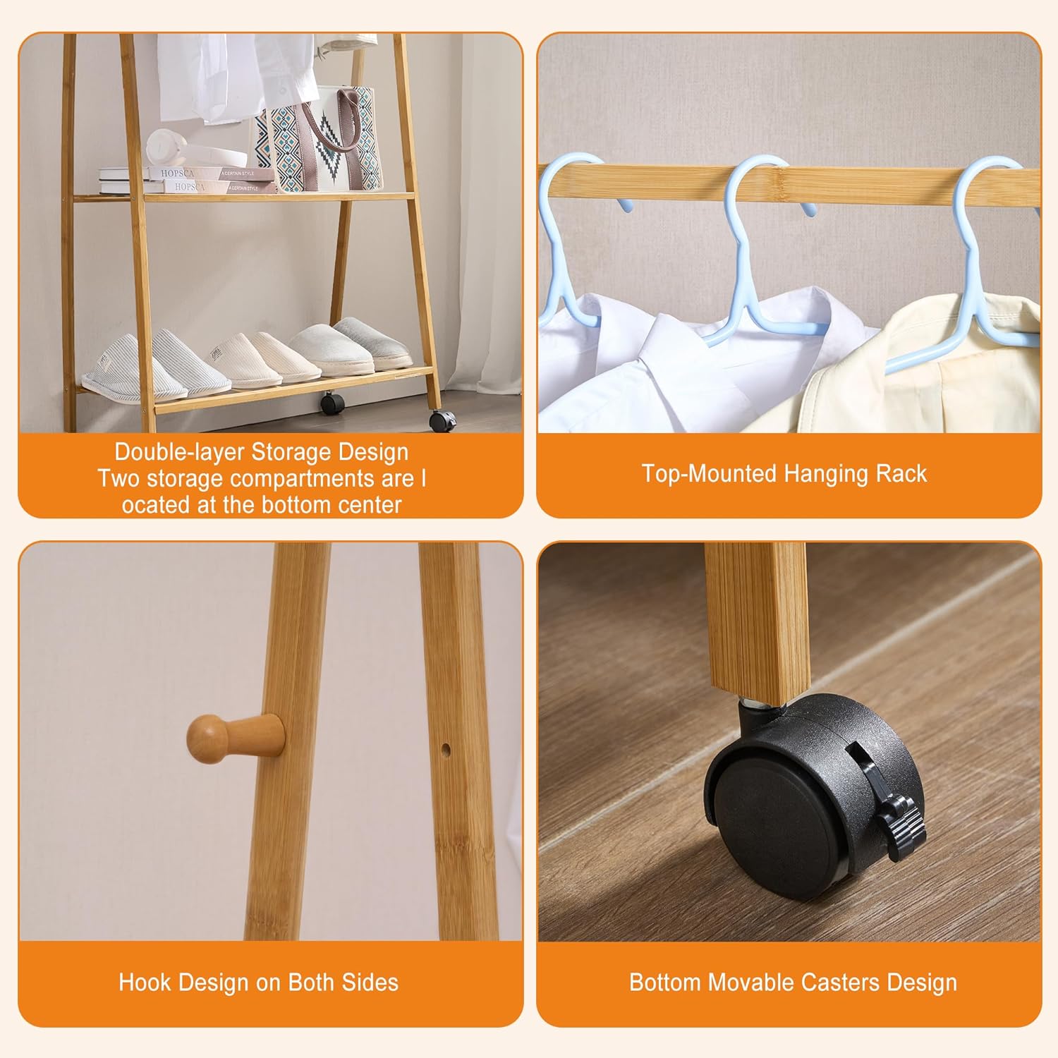 VECELO Coat Rack Freestanding, Entryway Hanger Stand, Umbrella Holder