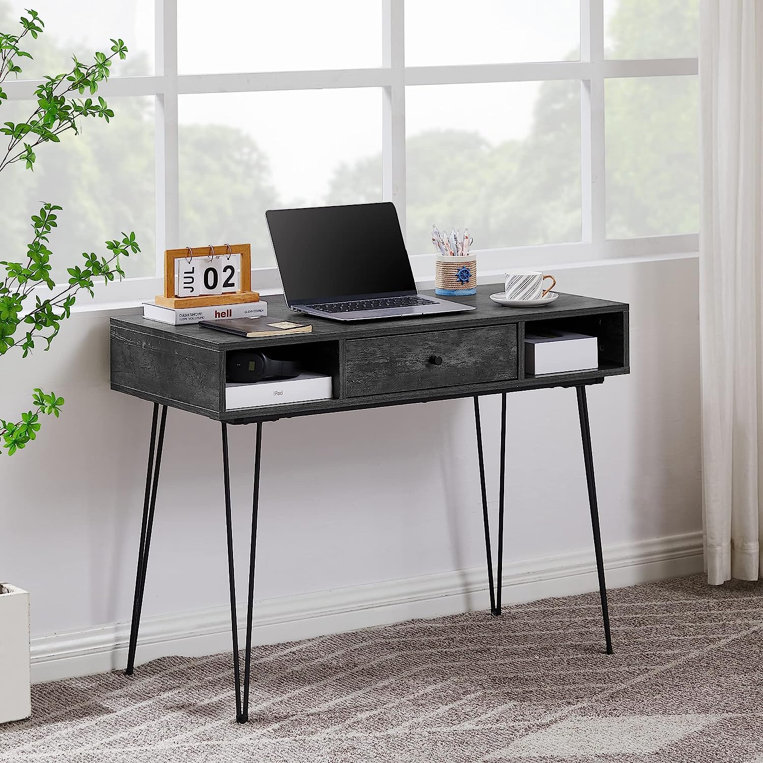 VECELO 39.3" Home Office Work Table with Drawers Computer Desk