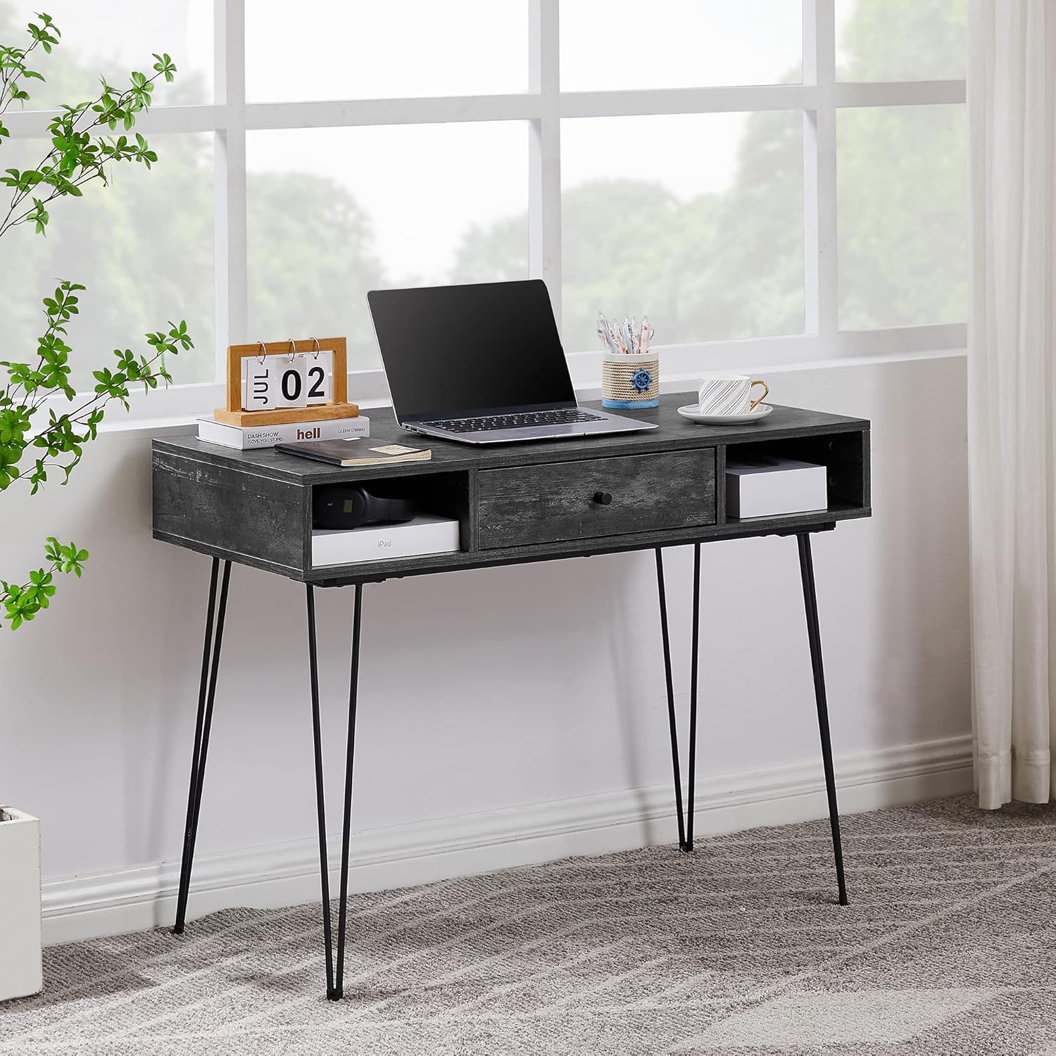 VECELO 39.3" Home Office Work Table with Drawers