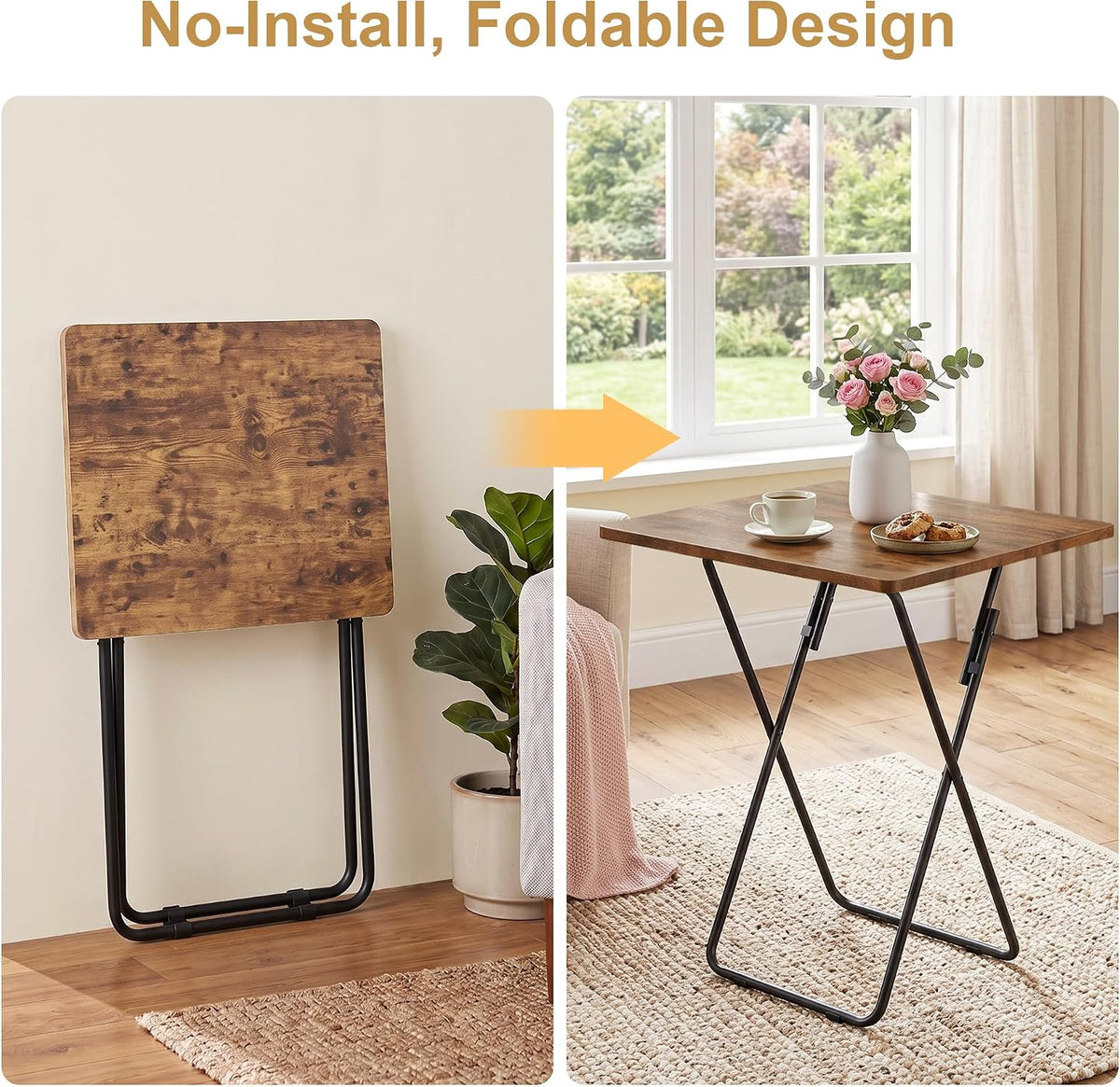 VECELO Folding Table  Portable TV Snack Trays  No Assembly Required