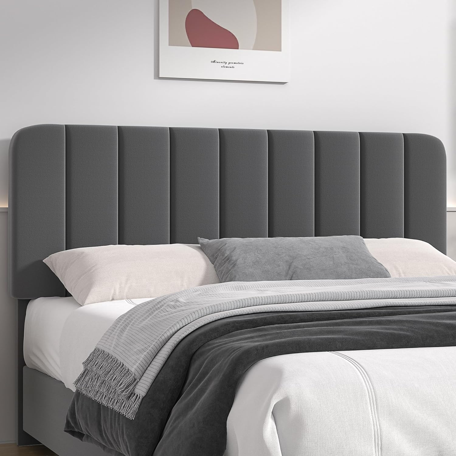 VECELO Upholstered Bed Frame with 4 Drawers and Adjustable Headboard