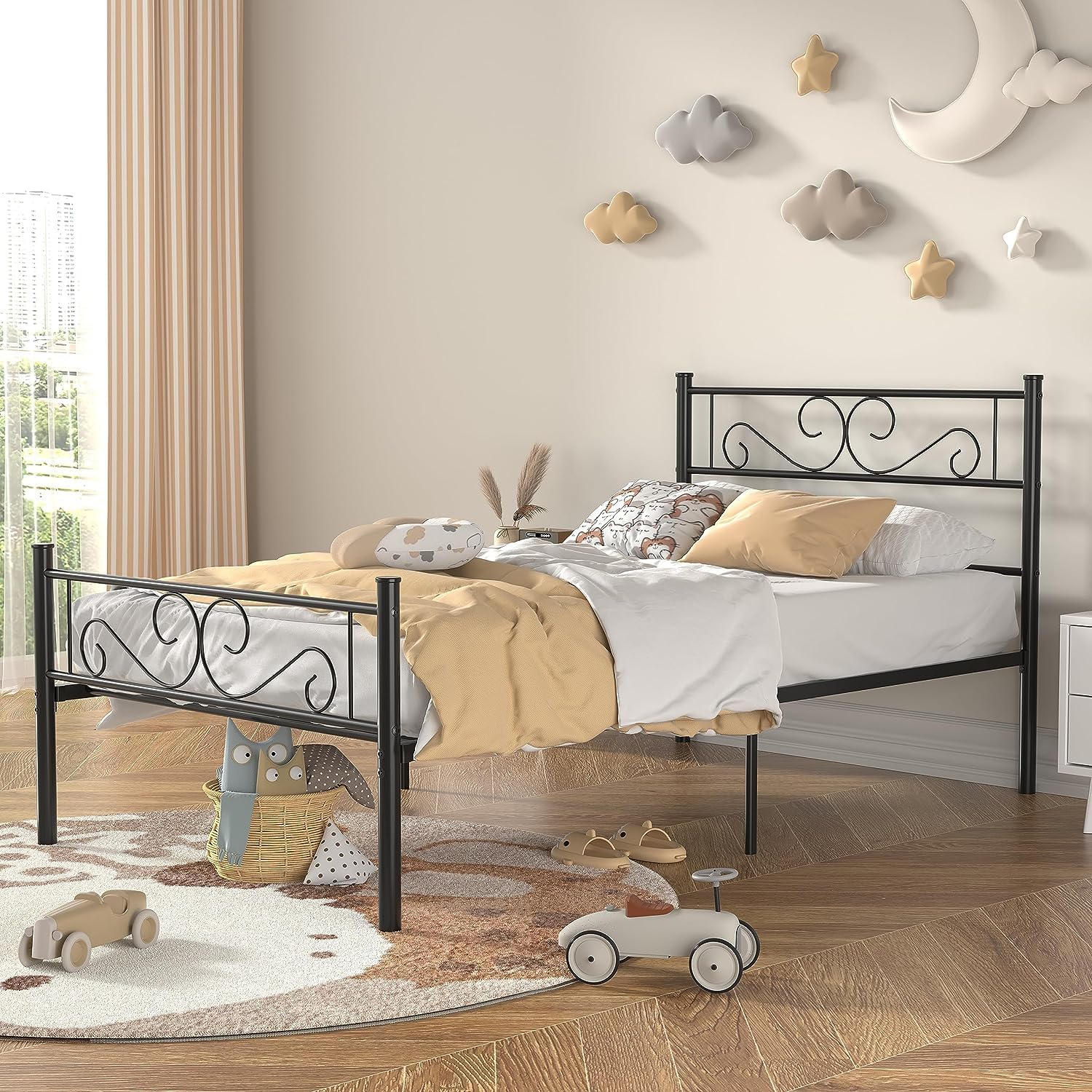 VECELO Metal Platform Bed Frame Mattress Foundation with Headboard & Footboard