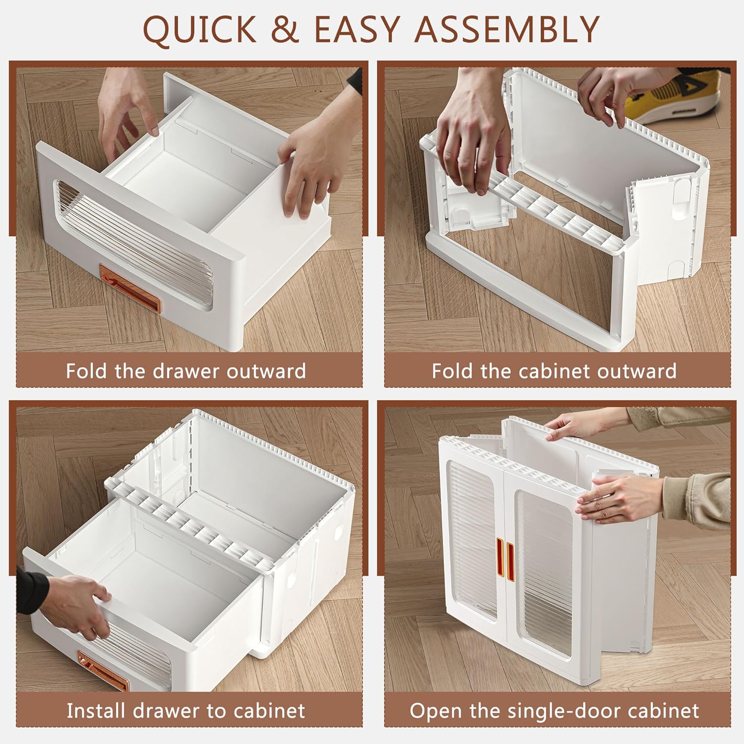 VECELO 226QT Stackable Storage Bins with Lids, Large Collapsible Storage Bins with Drawer and Movable Wheels