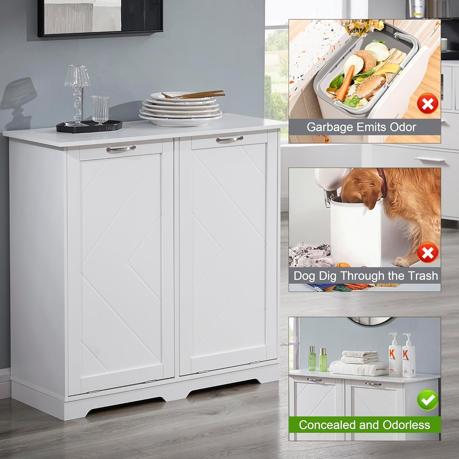 VECELO Tilt Out Kitchen Trash Bin Cabinet