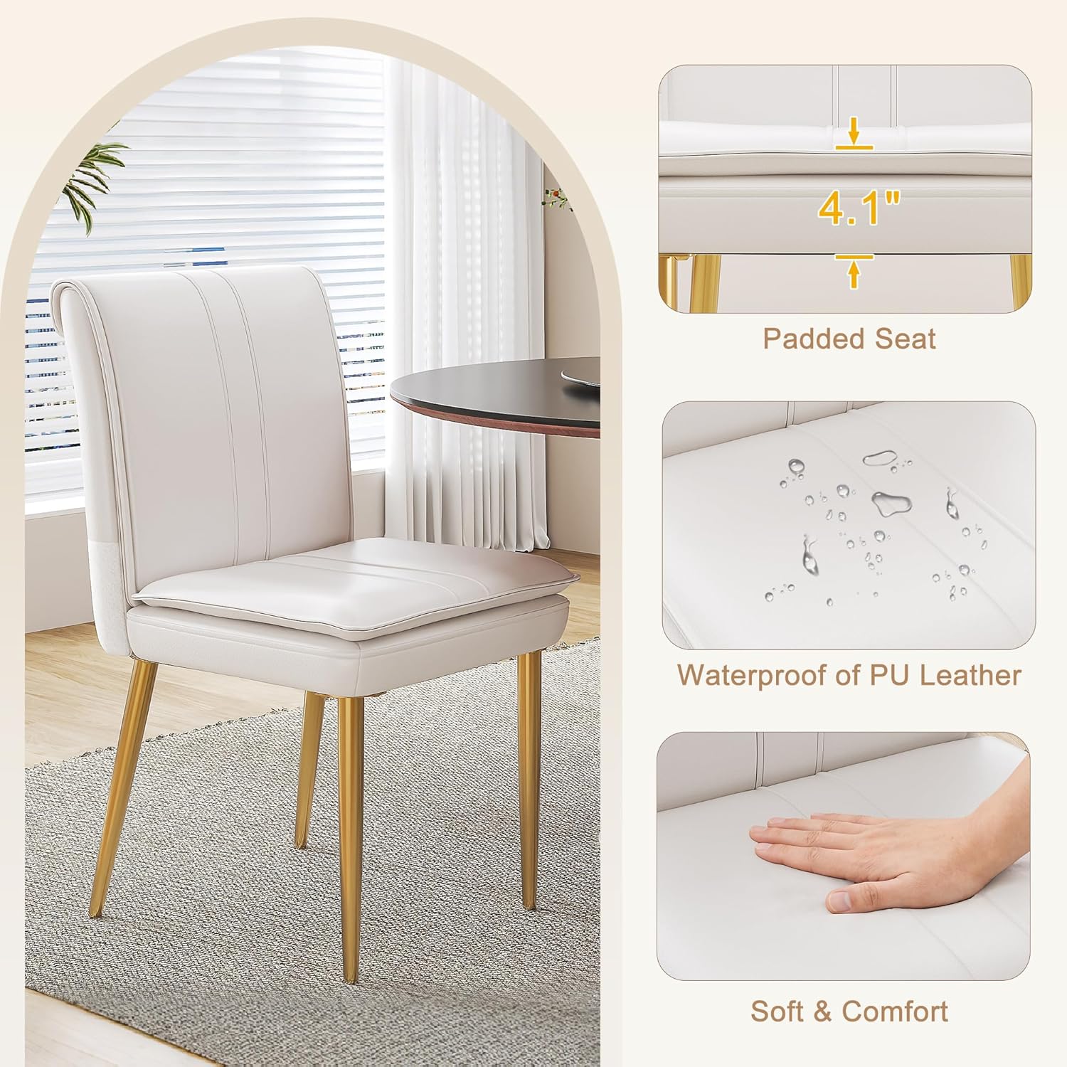 VECELO Upholstered PU Dining Chairs Set of 6