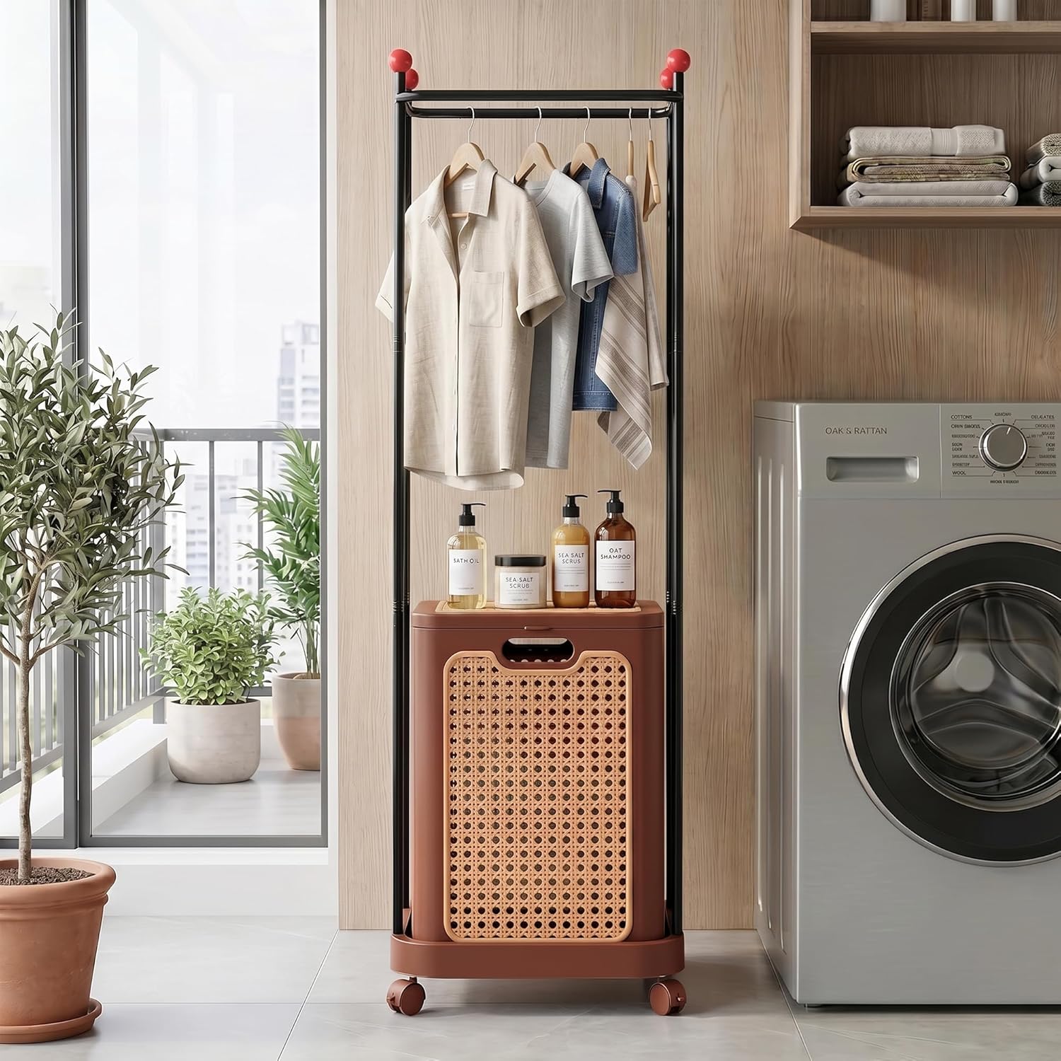 VECELO Laundry Hamper with Clothes Rack