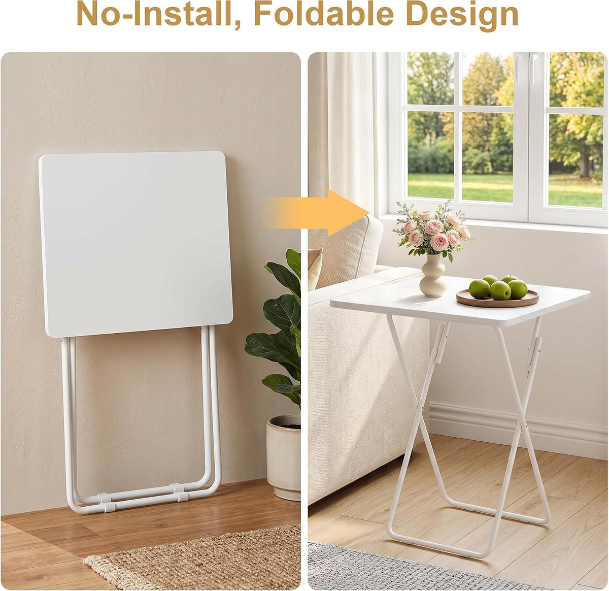 VECELO Folding Table  Portable TV Snack Trays  No Assembly Required