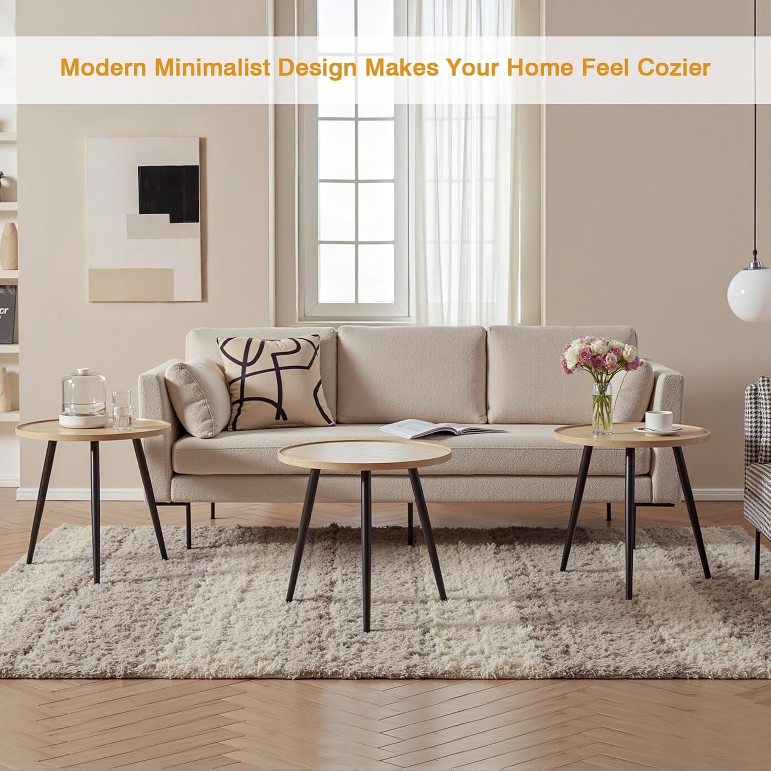 VECELO Modern Side Table, Round Small End Table