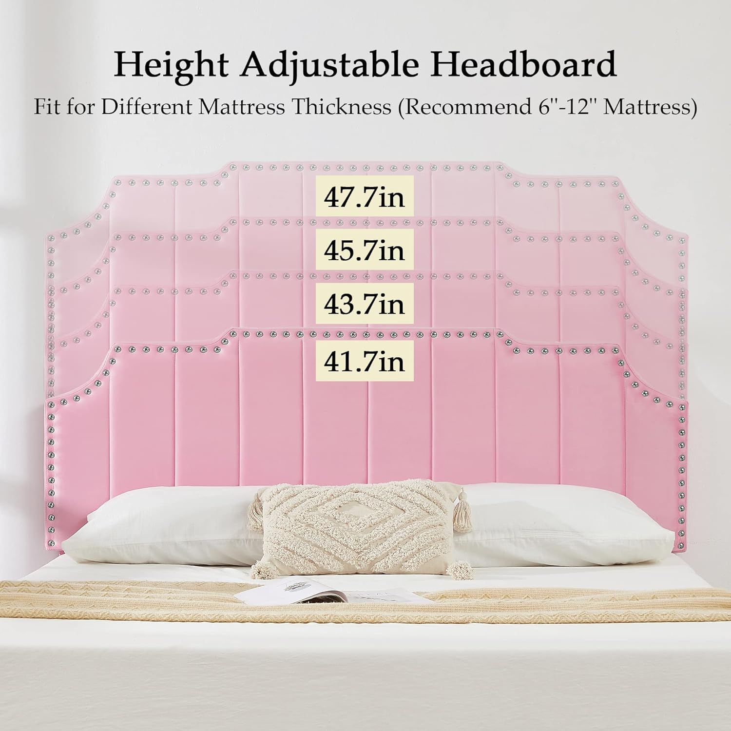 VECELO Upholstered Platform Bed Frame with Tufted Adjustable Headboard & Wood Slat Support