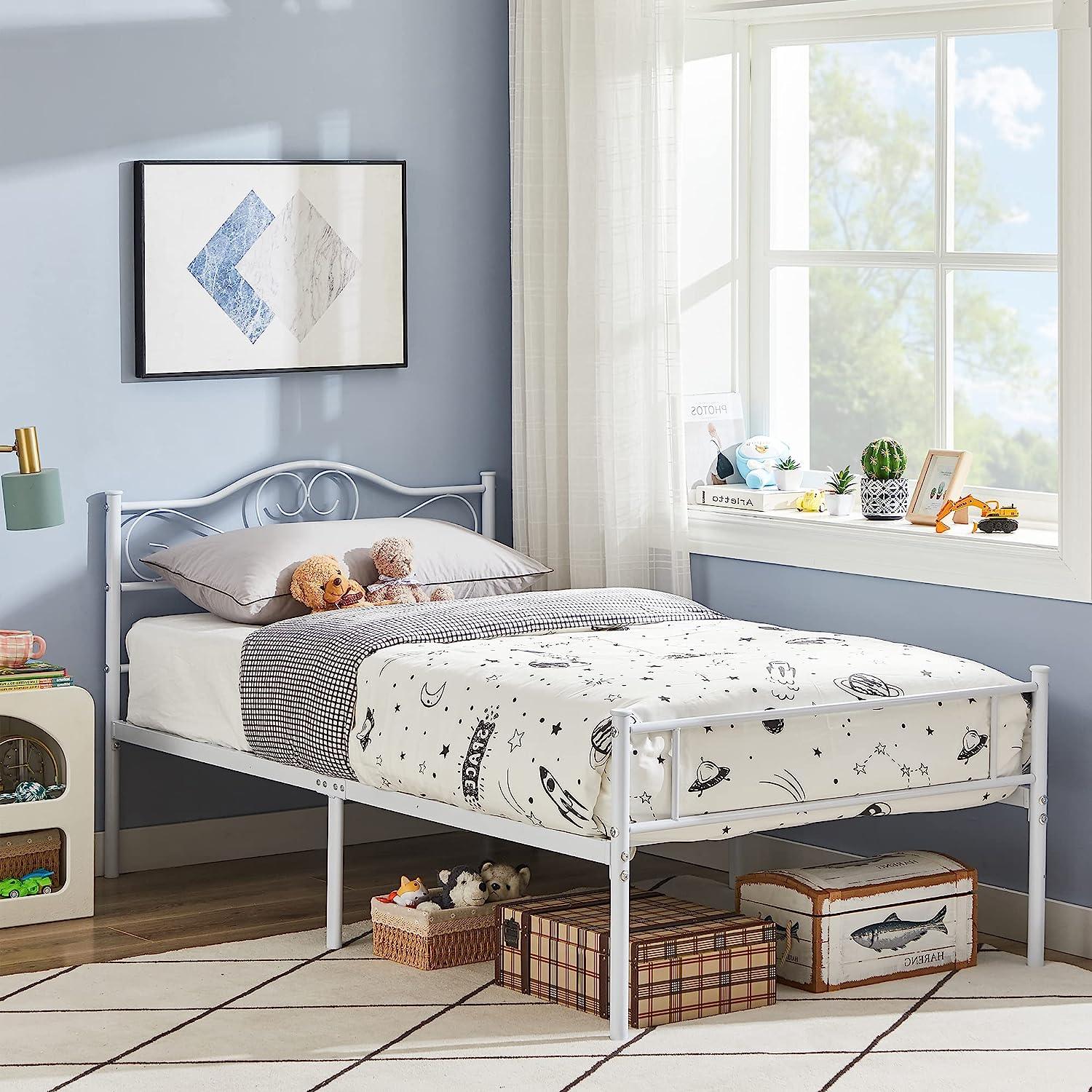 Queen full twin size metal platform bed frame heavy duty mattress foundation sales