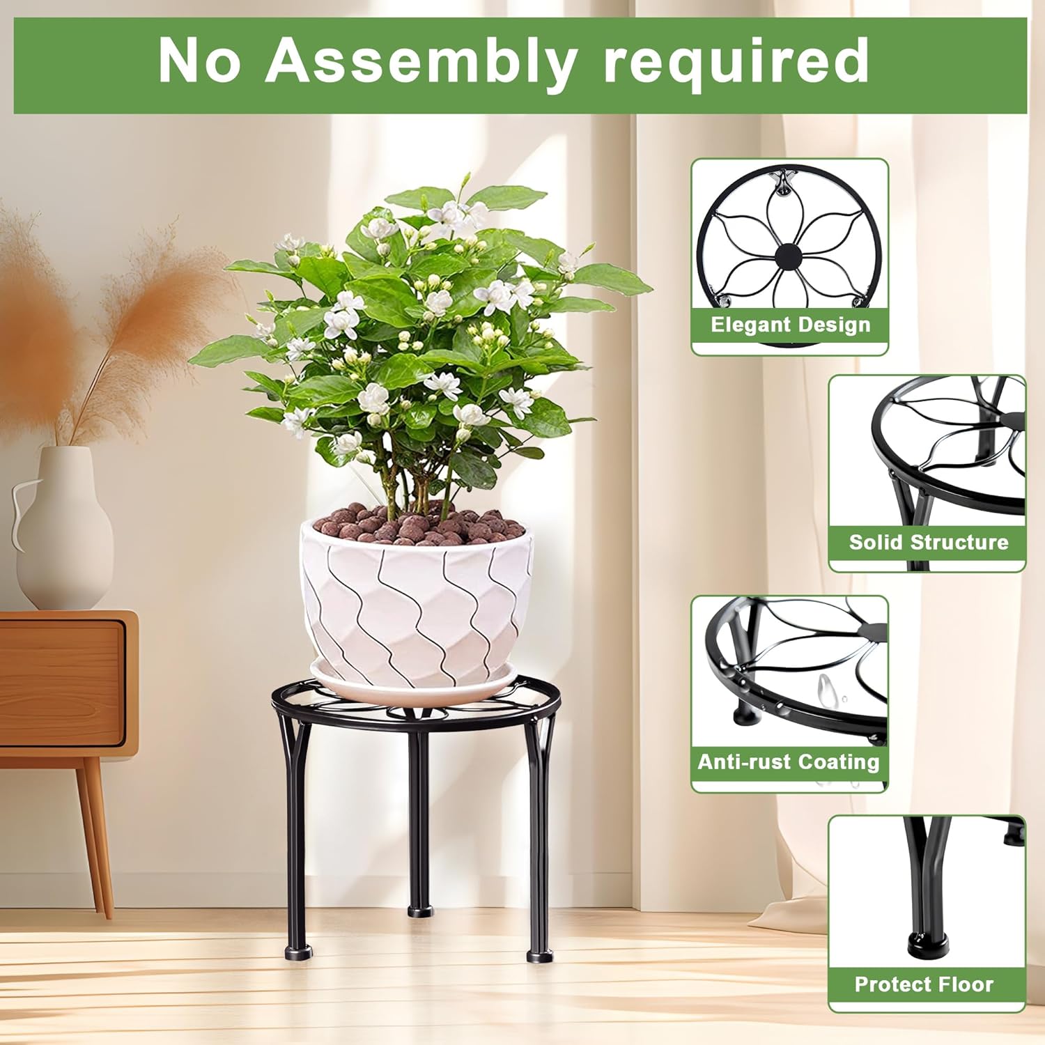 VECELO 5-Pack Metal Plant Stands for Indoor Plants