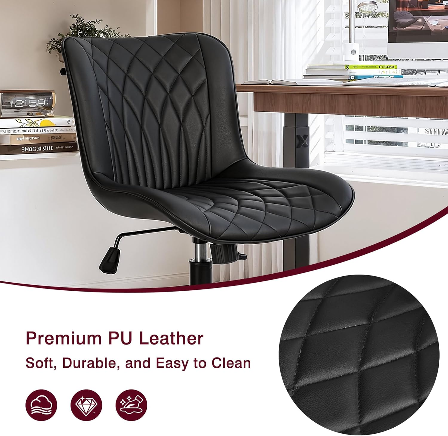 VECELO Mid-Back Desk Chair with Adjustable Height