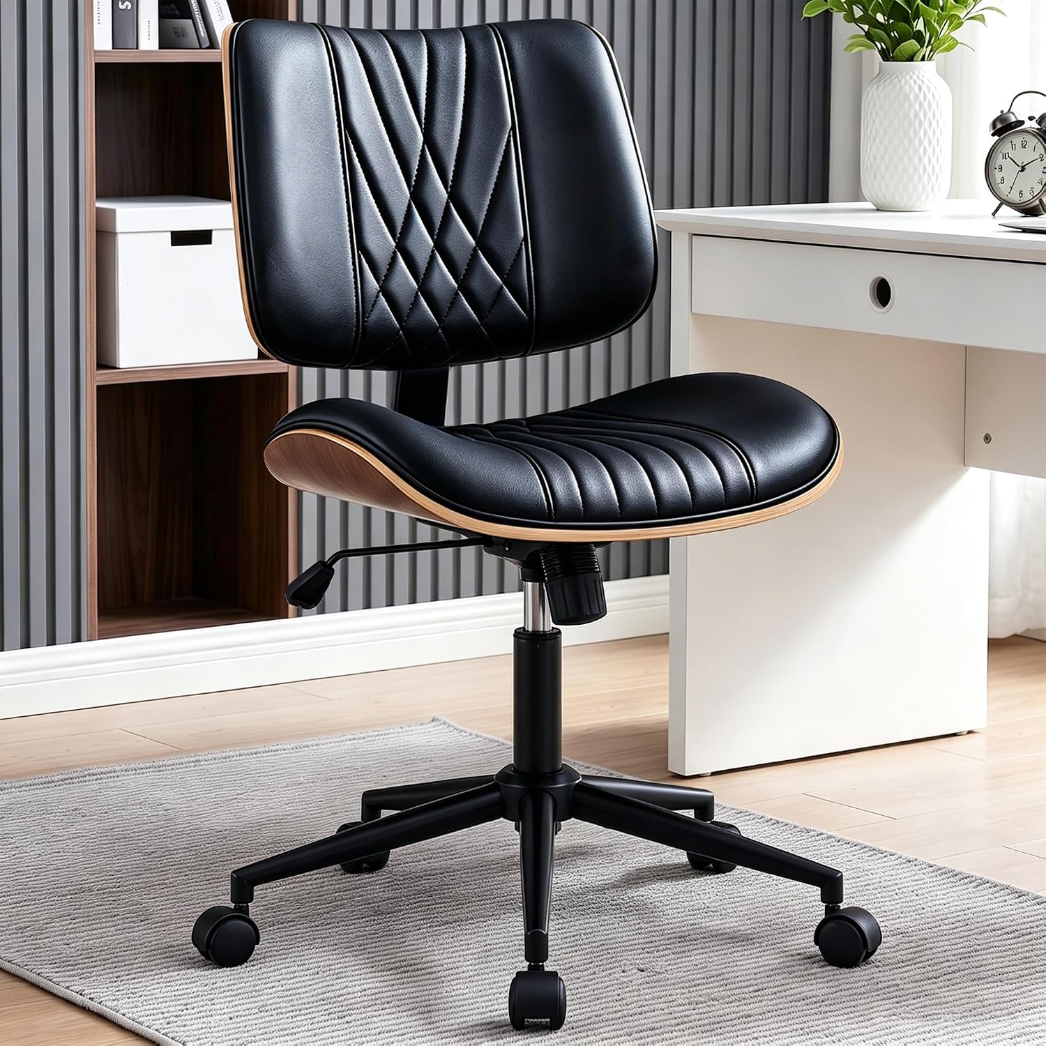 VECELO Armless Office, Computer, Desk Chair with Wheels