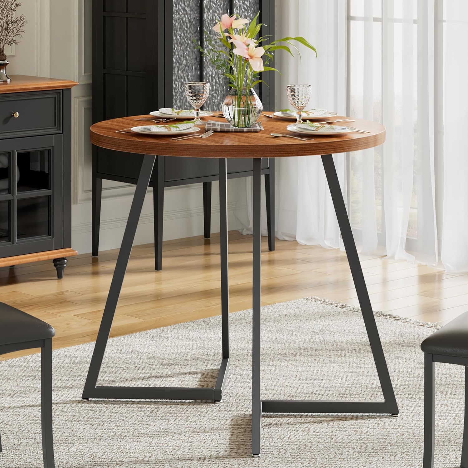 VECELO 35" Round Dining Table for 4