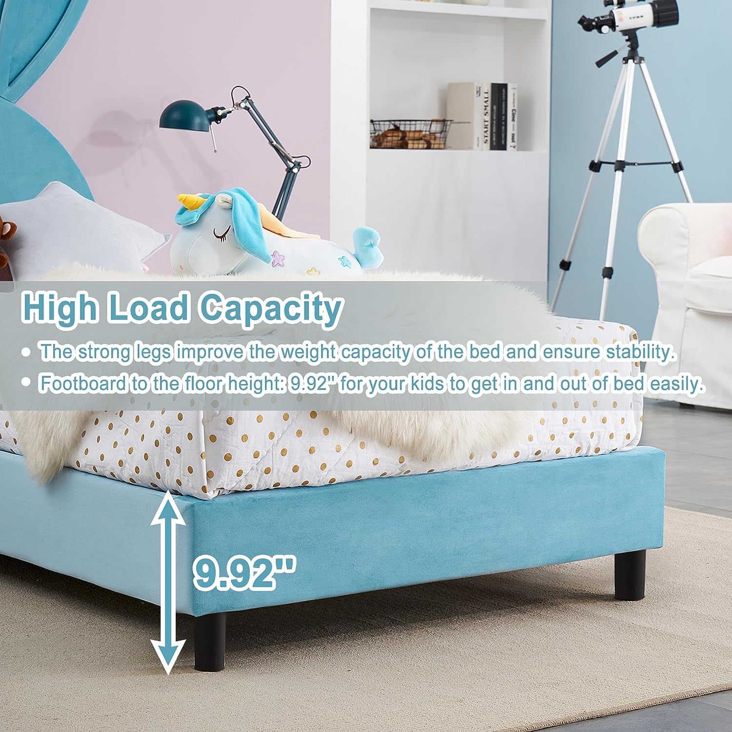 VECELO Kids Twin Bed Frame with Upholstered Headboard