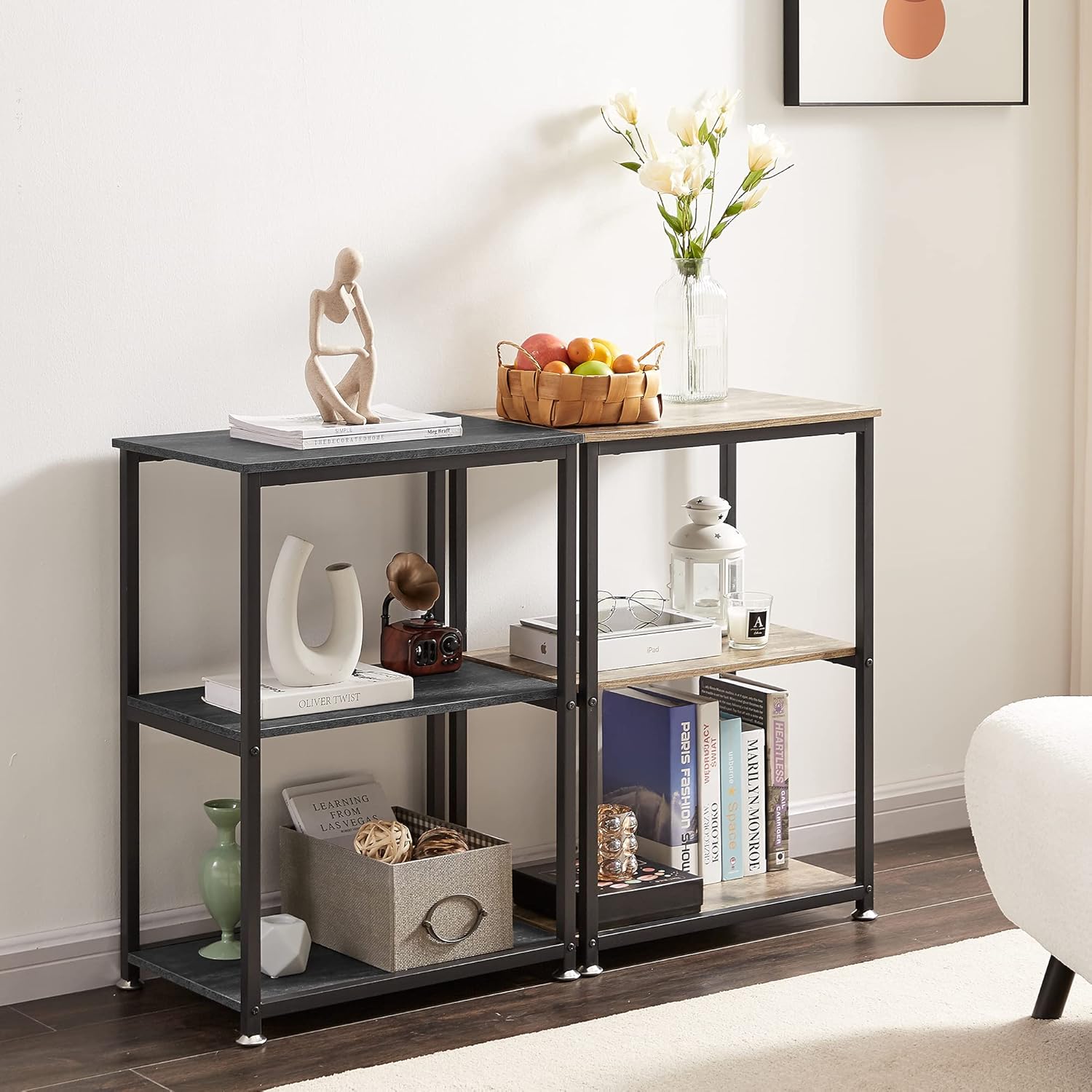 VECELO End Side Table 3-Layer Narrow Night Stand/Entryway/Hallway Console Table for Living Room/Bedroom