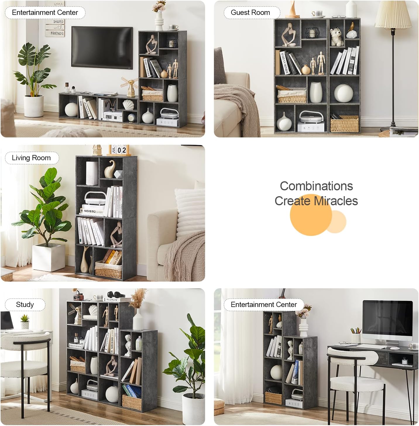 VECELO 3-Cube Open Bookcase, Small Bookshelf with Height Difference Shelves 2-Tier Storage Organizer for Home Office, Living Room