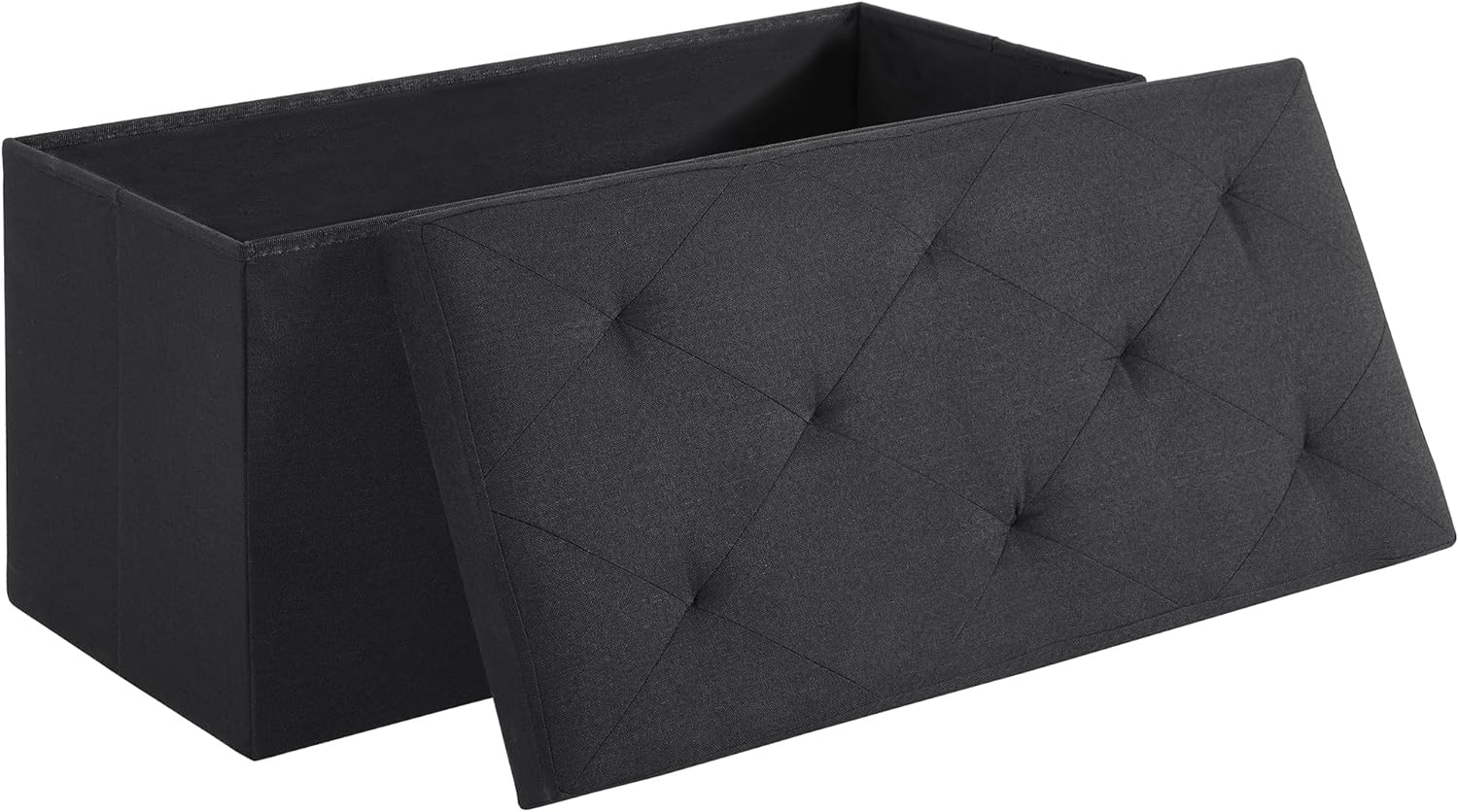 VECELO Folding Storage Ottoman Bench, Storage Chest, Linen Fabric