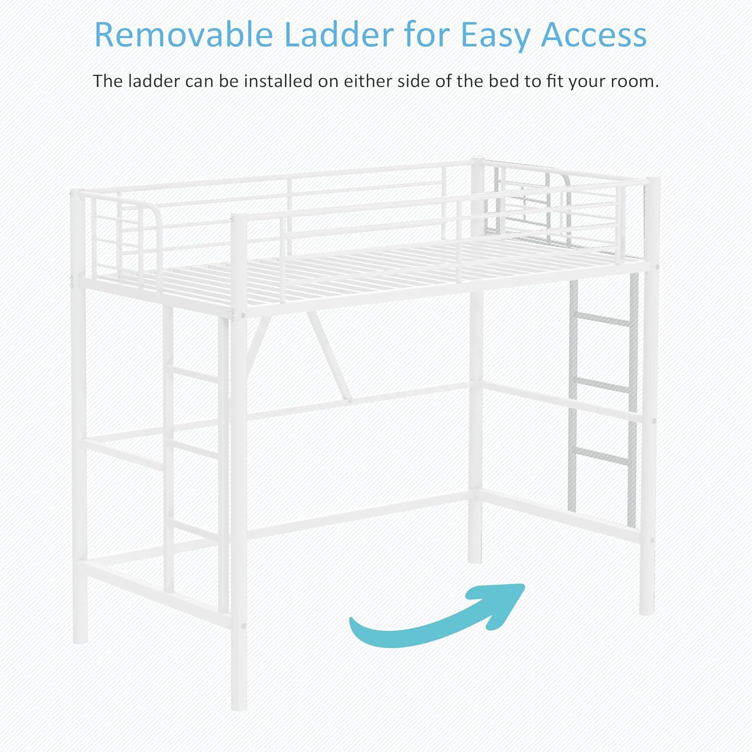 VECELO Metal Loft Bed Twin Size