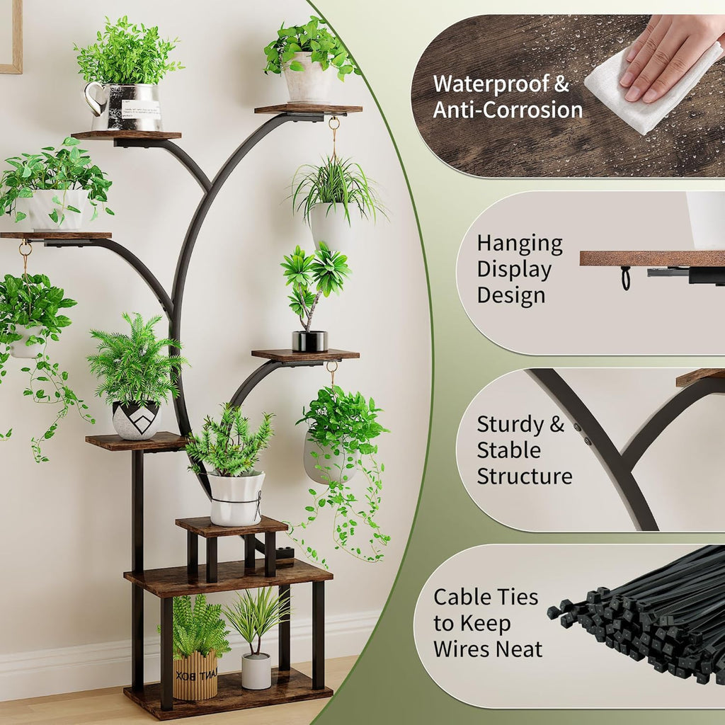plant stand with hanging rack VECELO Plant Stand with Grow Light