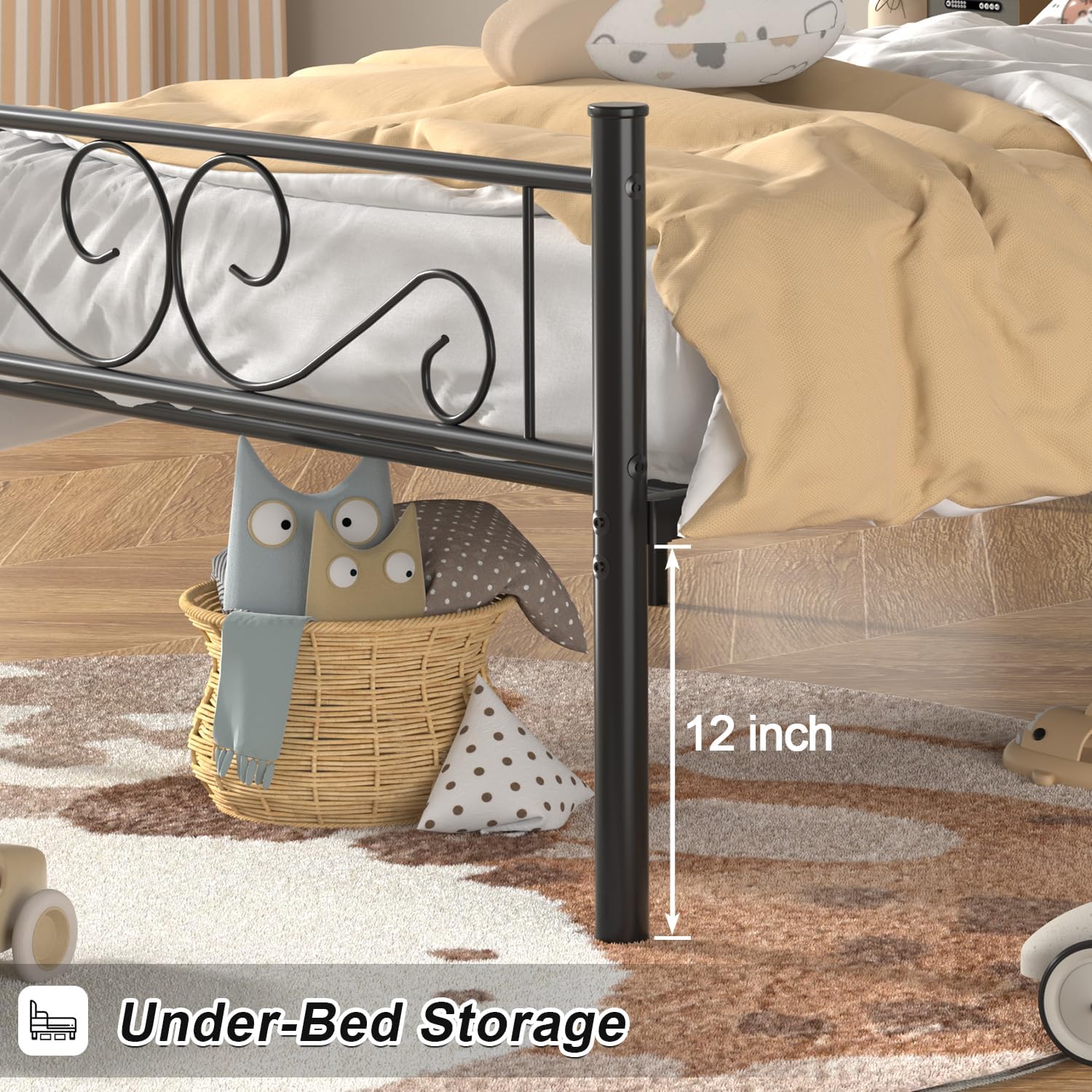 VECELO Metal Platform Bed Frame Mattress Foundation with Headboard & Footboard