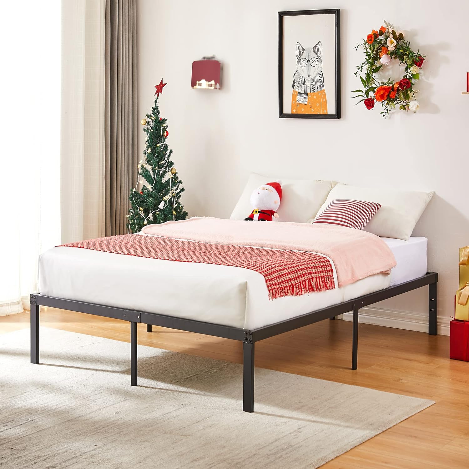 VECELO Metal Platform Bed Frame Heavy Duty Steel Slat, No Box Spring Needed