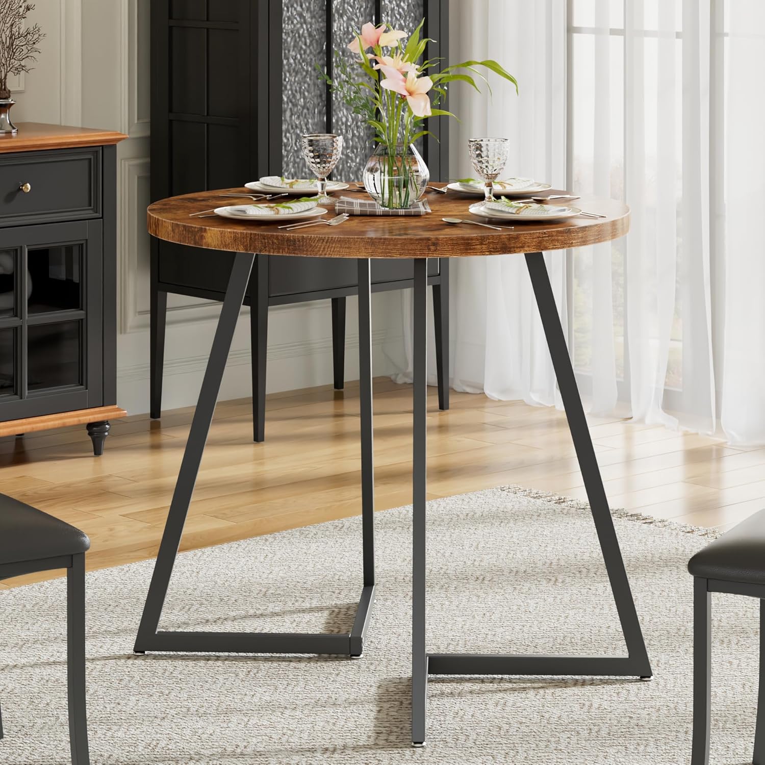 VECELO 35" Round Dining Table for 4
