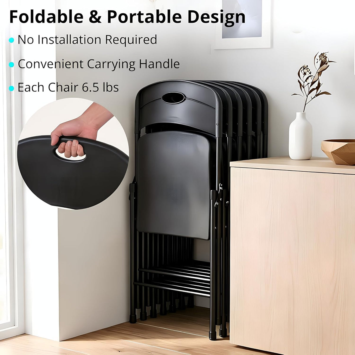 VECELO Folding Chairs 4 Pack for Indoor/Outdoor Use