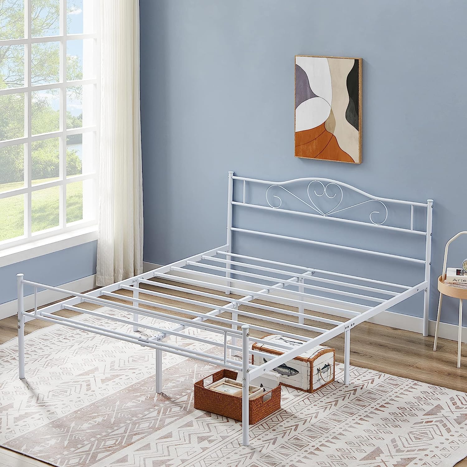 VECELO Metal Platform Bed Frame Mattress Foundation Decorative Headboard & Footboard