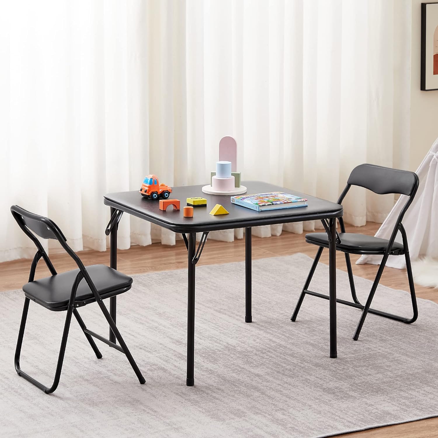 VECELO Kids Folding Activity Table and Chairs 5 Pcs Set/3 Pcs Sets, Portable
