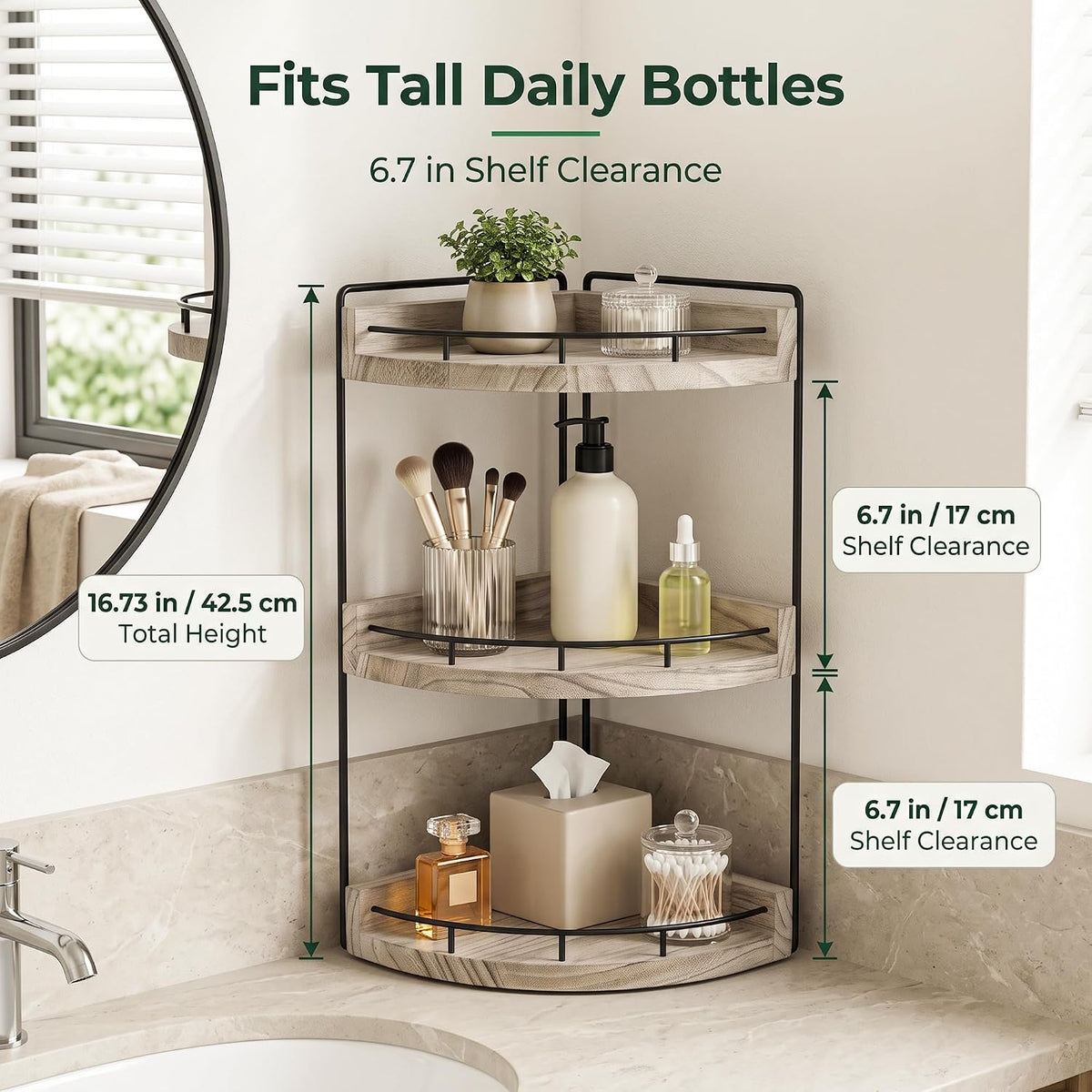 VECELO 2/3-Tier Free Standing Corner Shelf