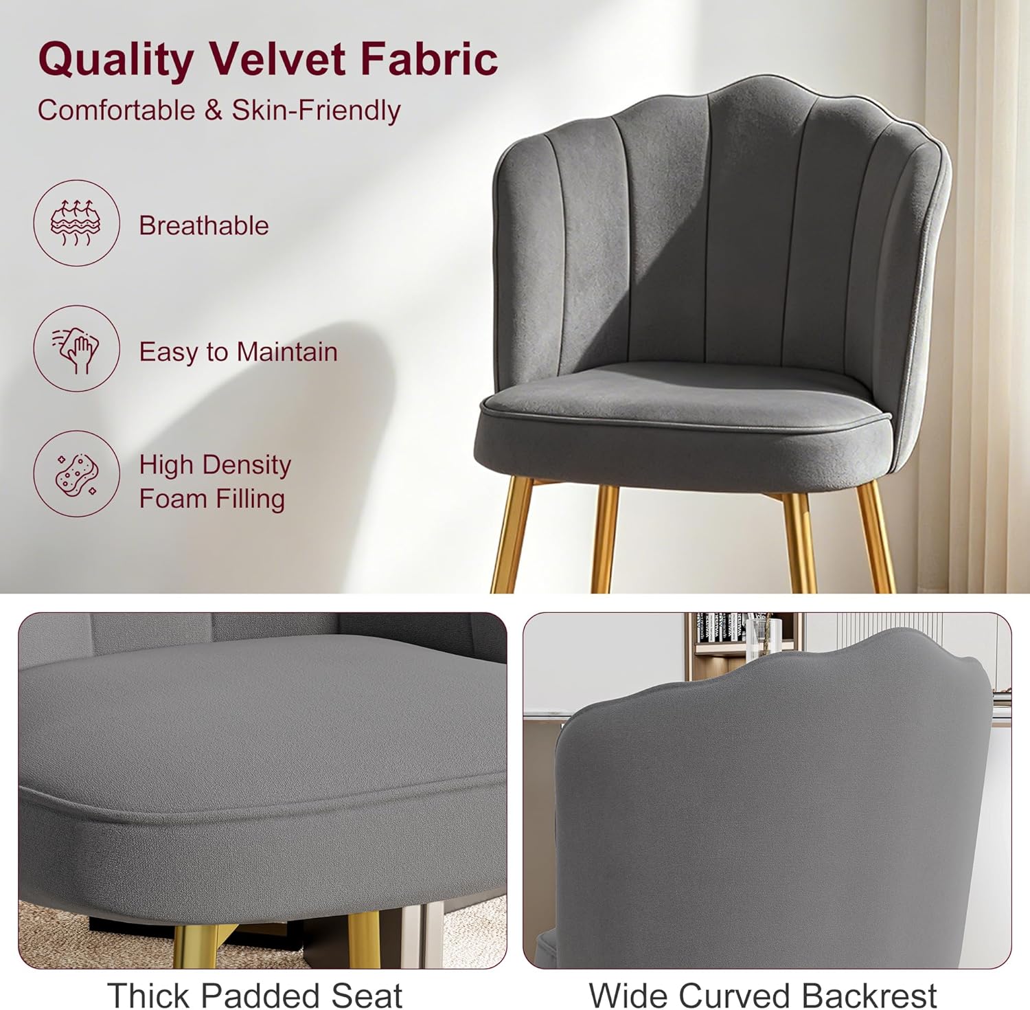 VECELO Velvet Dining Chairs Set of 4