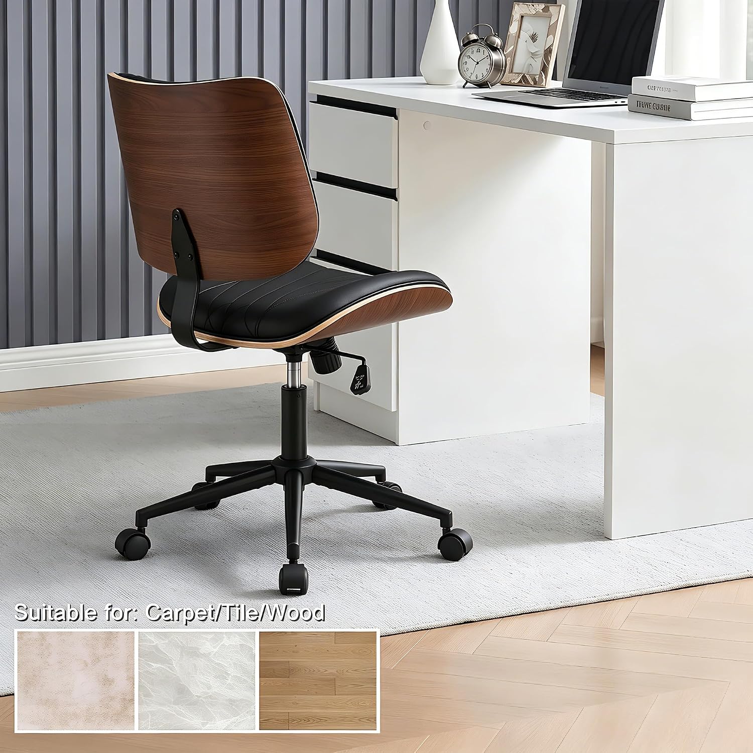 VECELO Armless Office, Computer, Desk Chair with Wheels