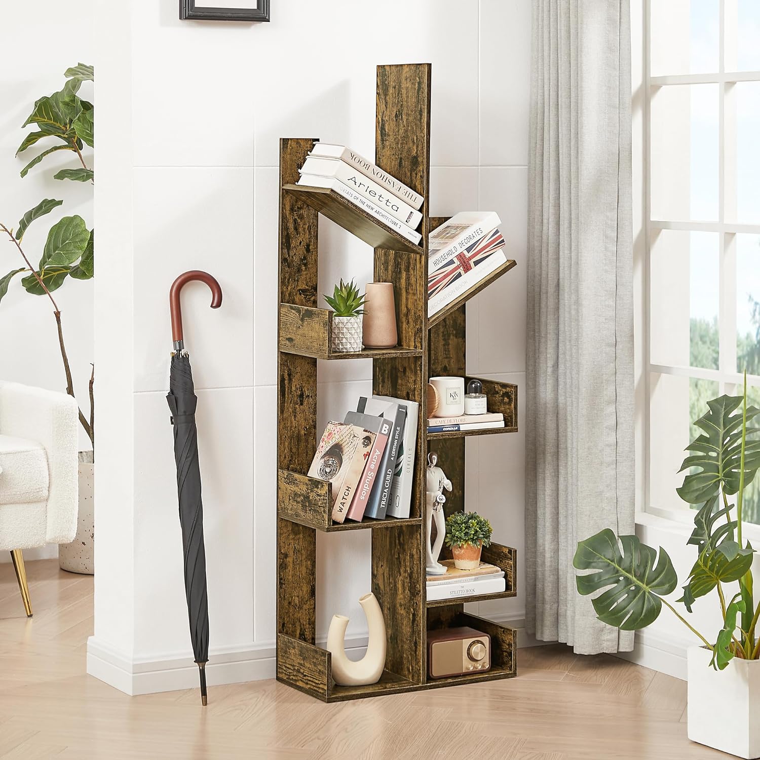 VECELO Tree Bookshelf,8 Shelf Storages Bookcase